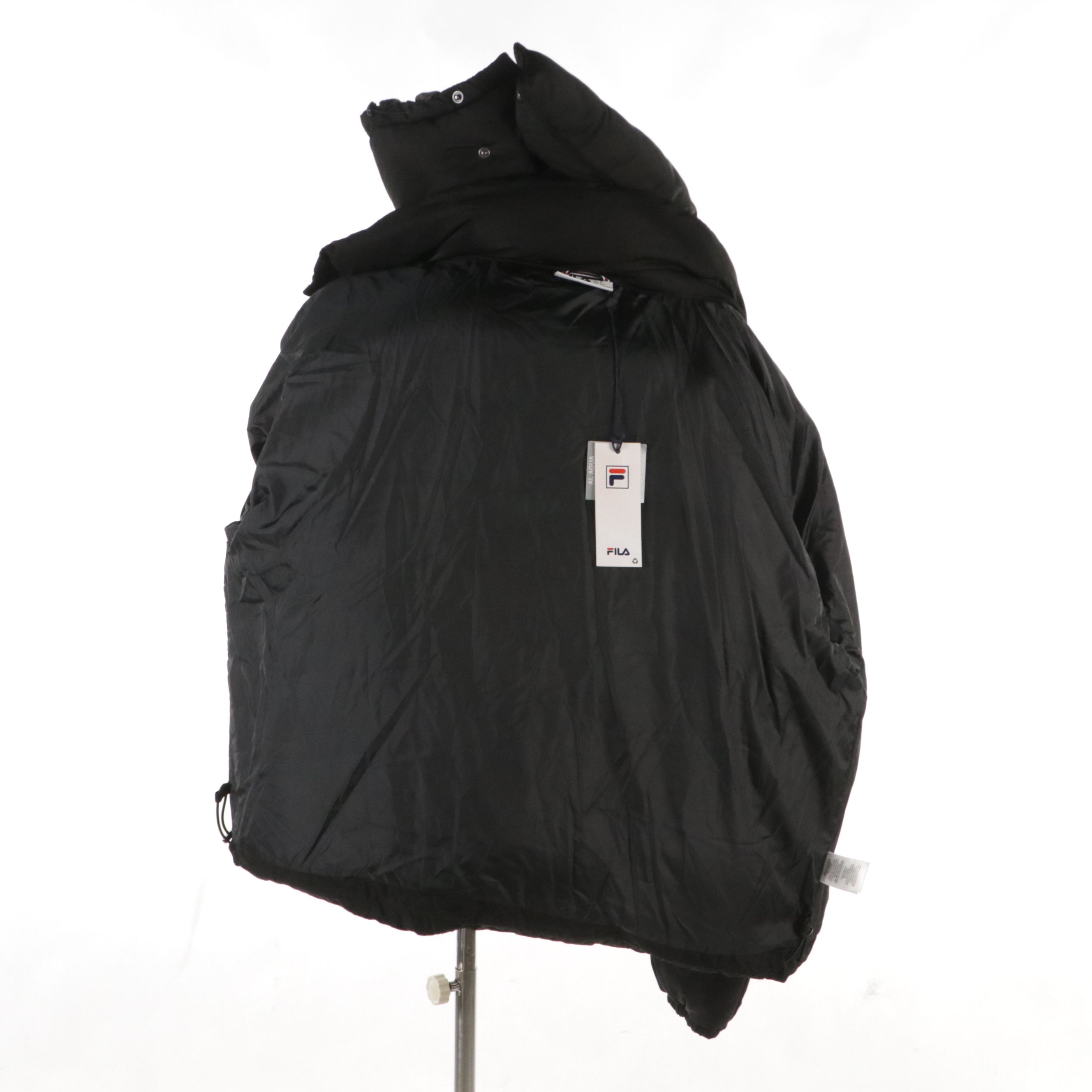 Men's Fila Fundamentals Super Puffer Jacket in Black Nylon, With Tags