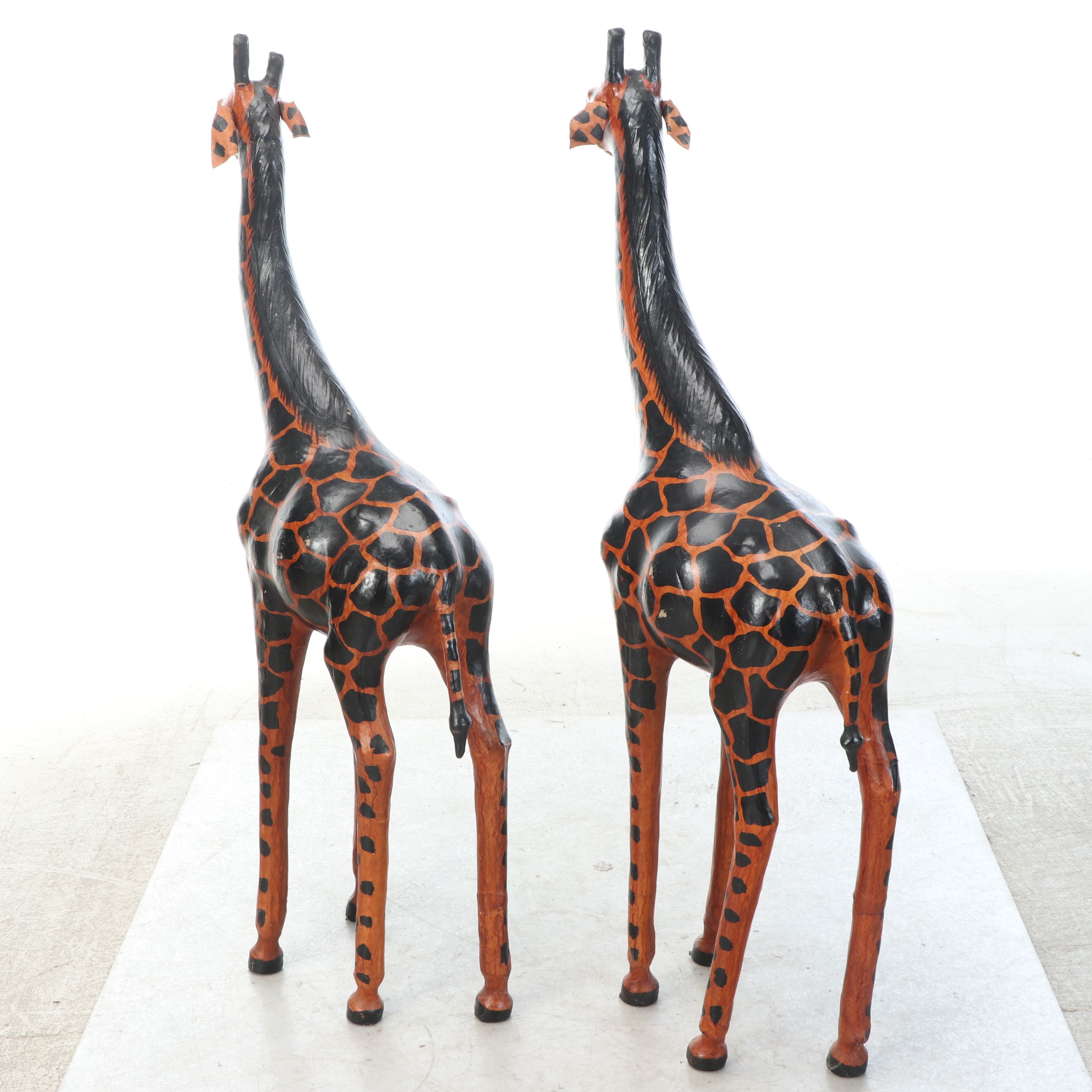 Hand-Painted Leather Wrapped Giraffes