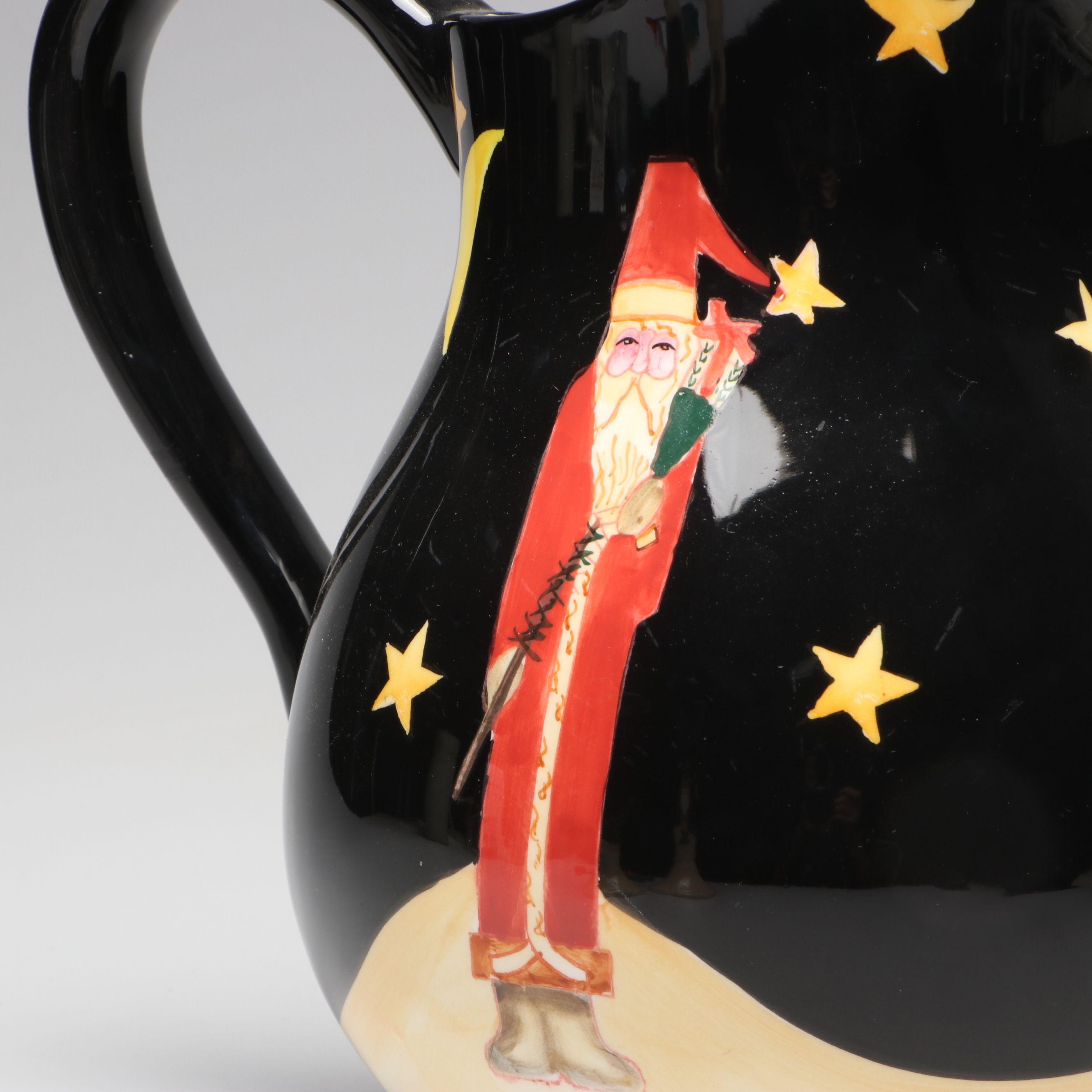 Certified International Christmas Ceramic Pitcher, Bowl, and Candle Holders