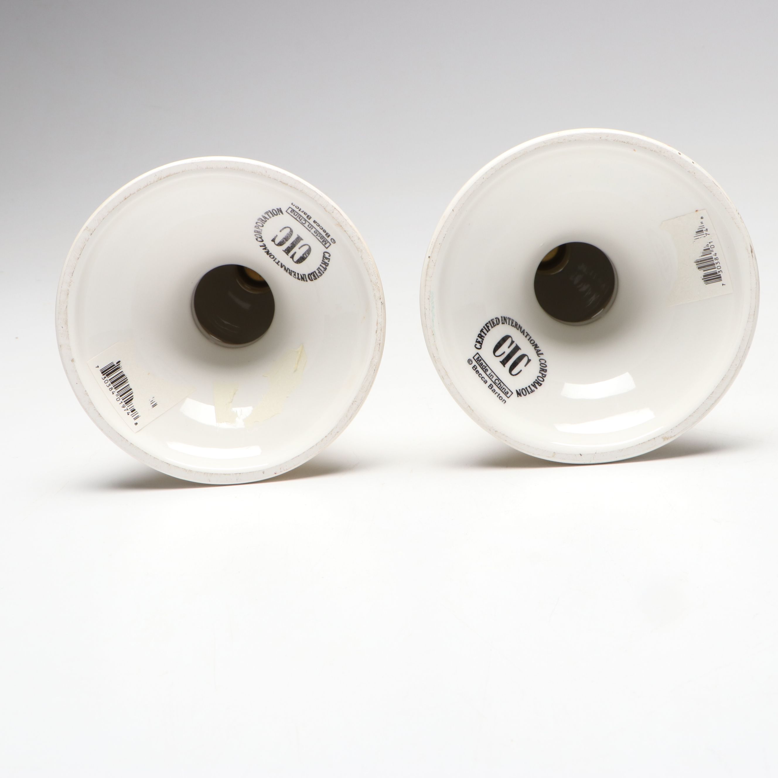 Certified International Christmas Ceramic Pitcher, Bowl, and Candle Holders