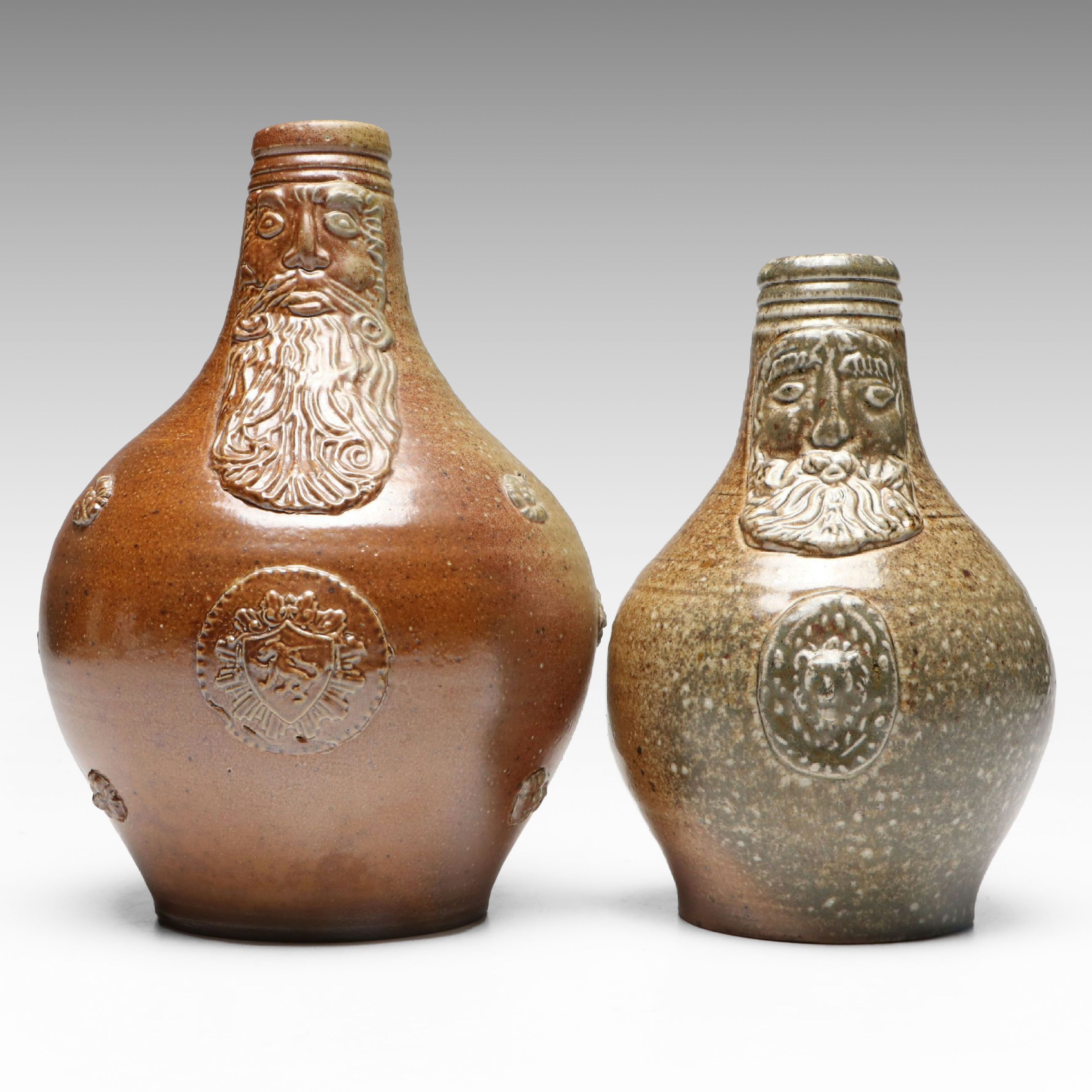 SJ Pottery Stoneware Reproduction Bartmann Jugs