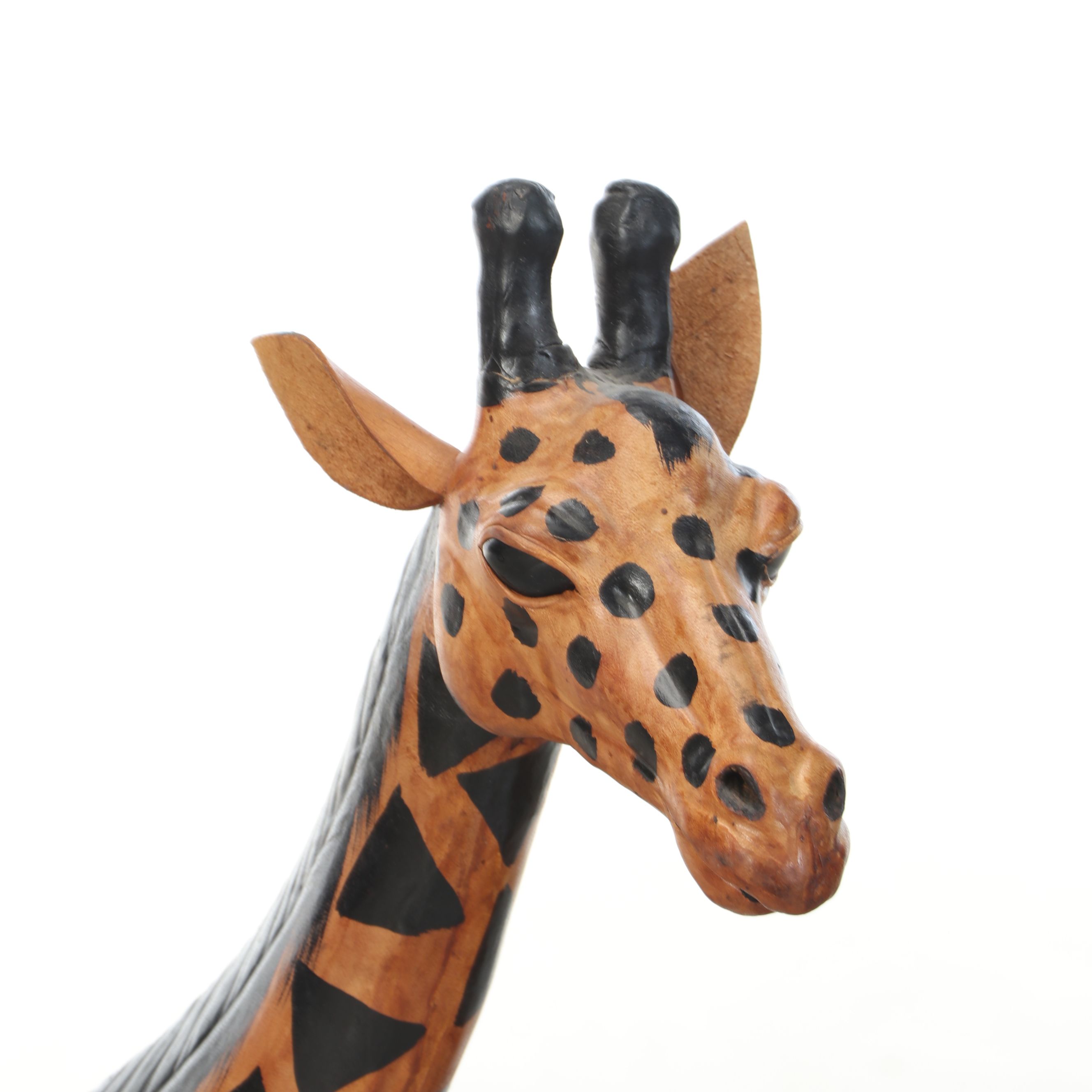Pair of Hand-Painted Leather Wrapped Giraffes