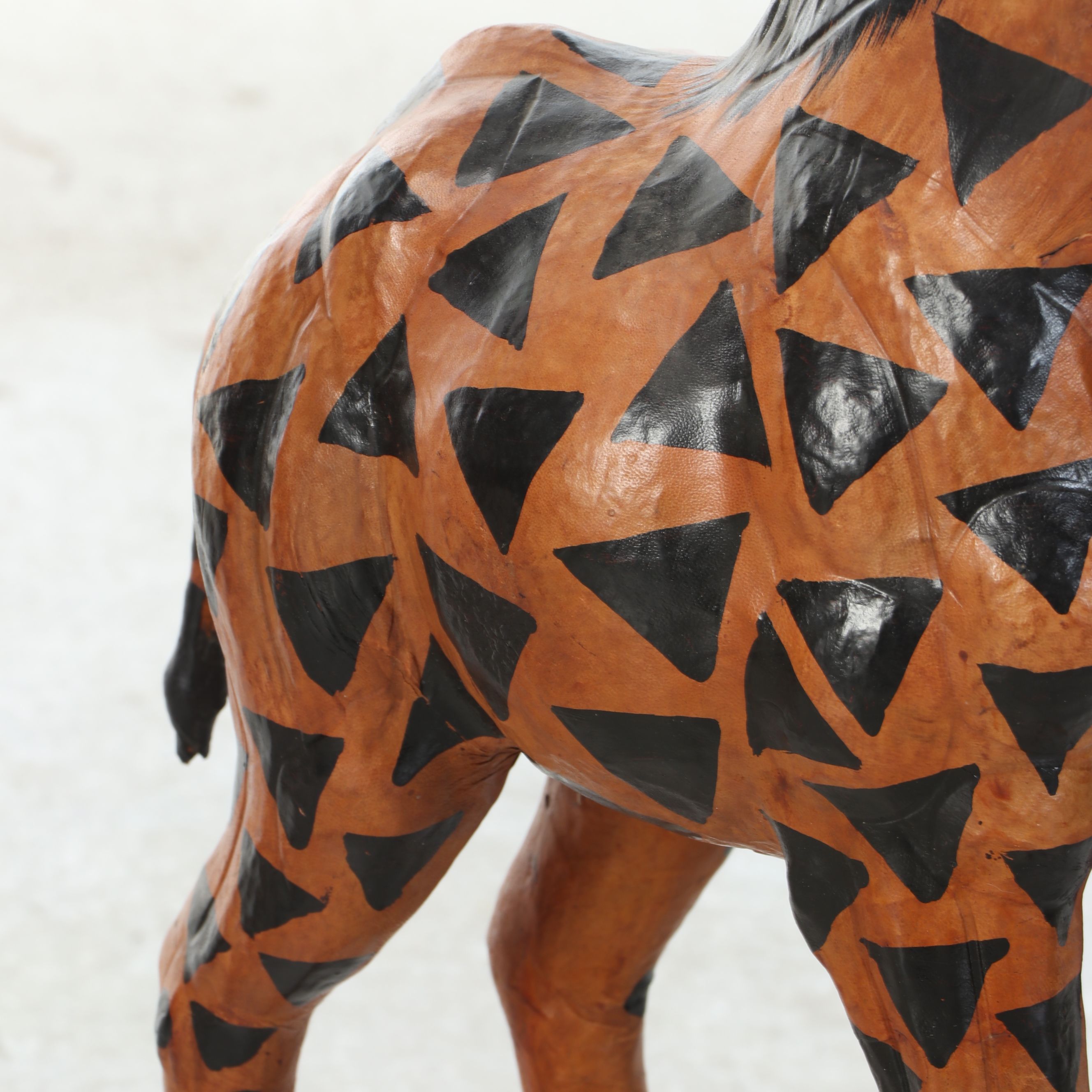 Pair of Hand-Painted Leather Wrapped Giraffes