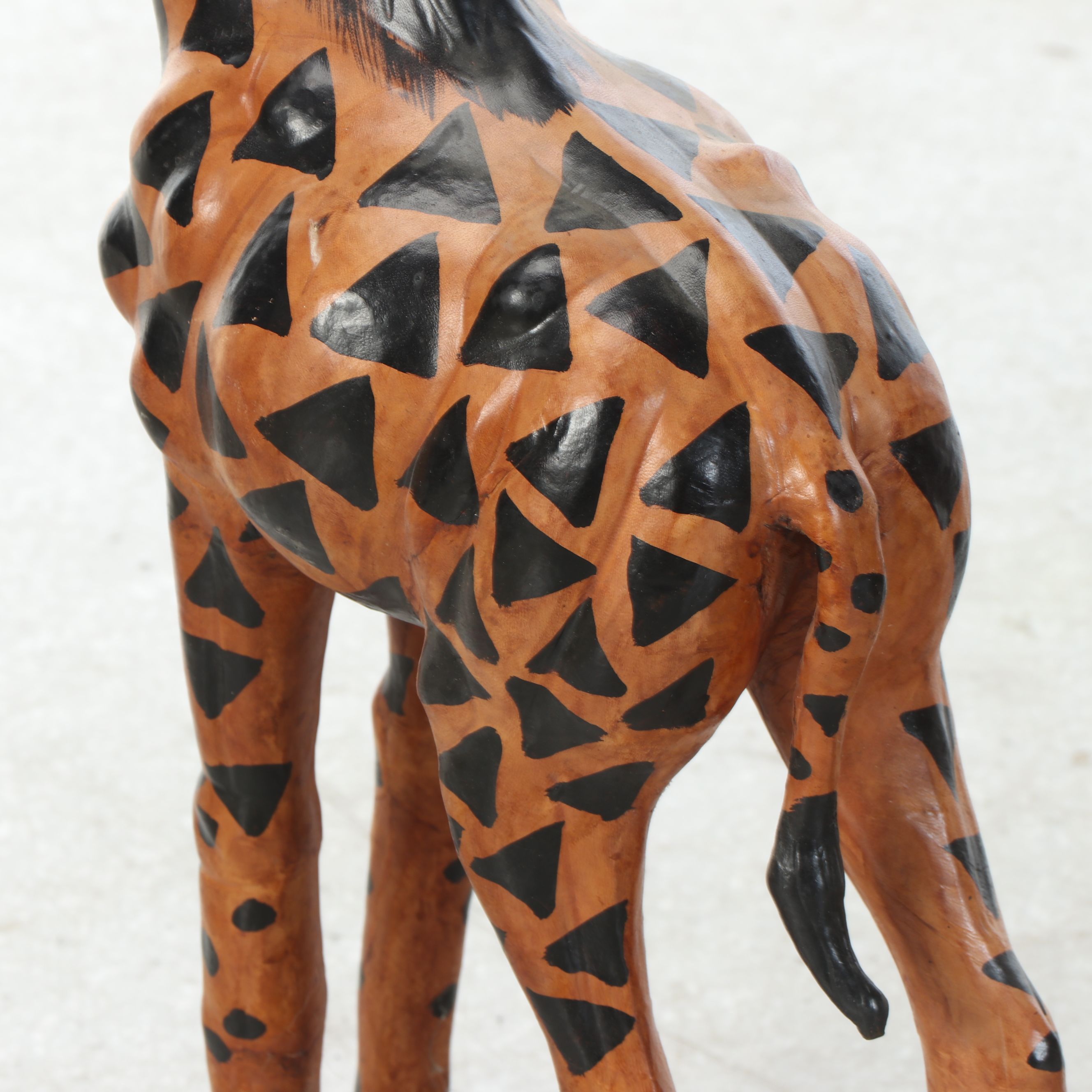 Pair of Hand-Painted Leather Wrapped Giraffes