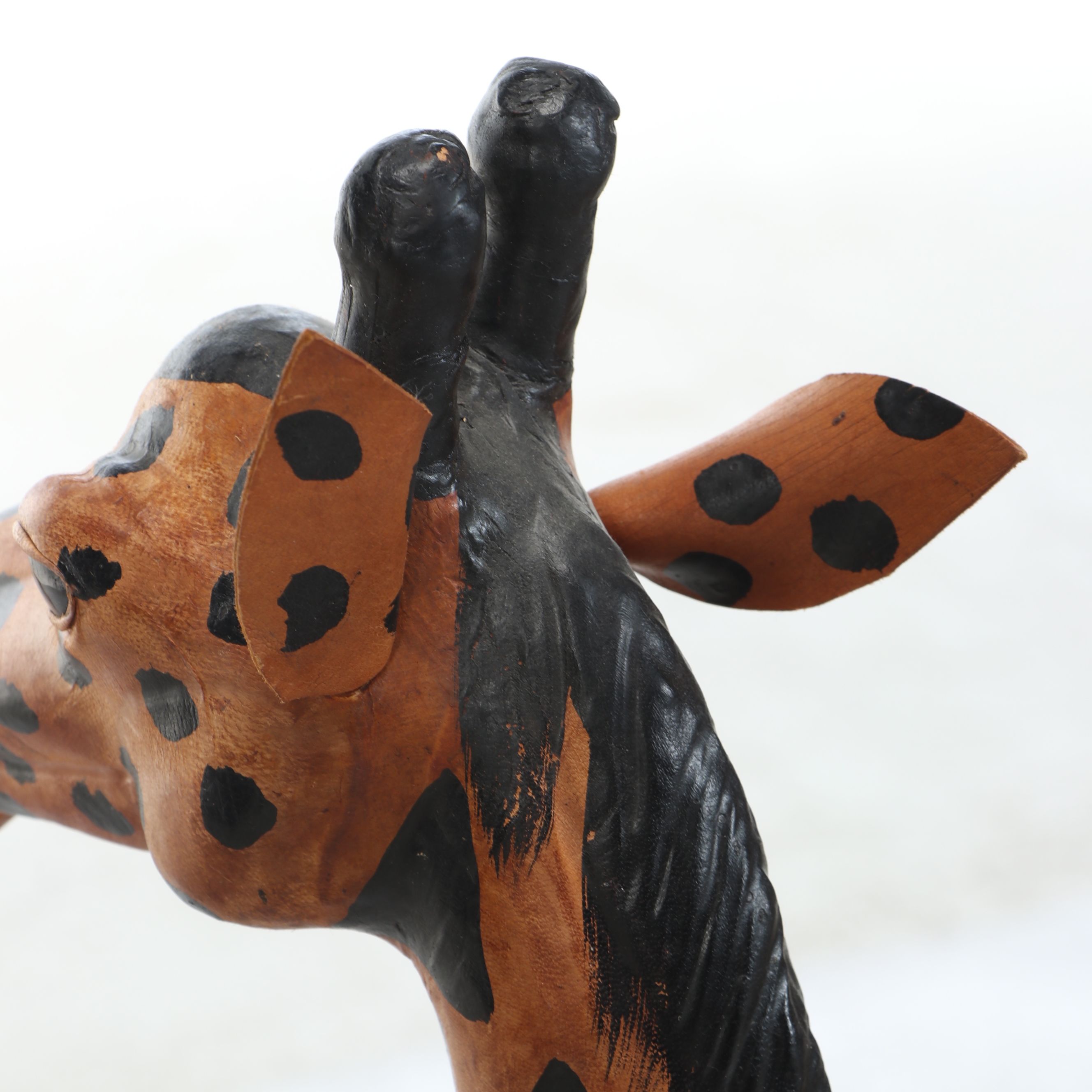 Pair of Hand-Painted Leather Wrapped Giraffes