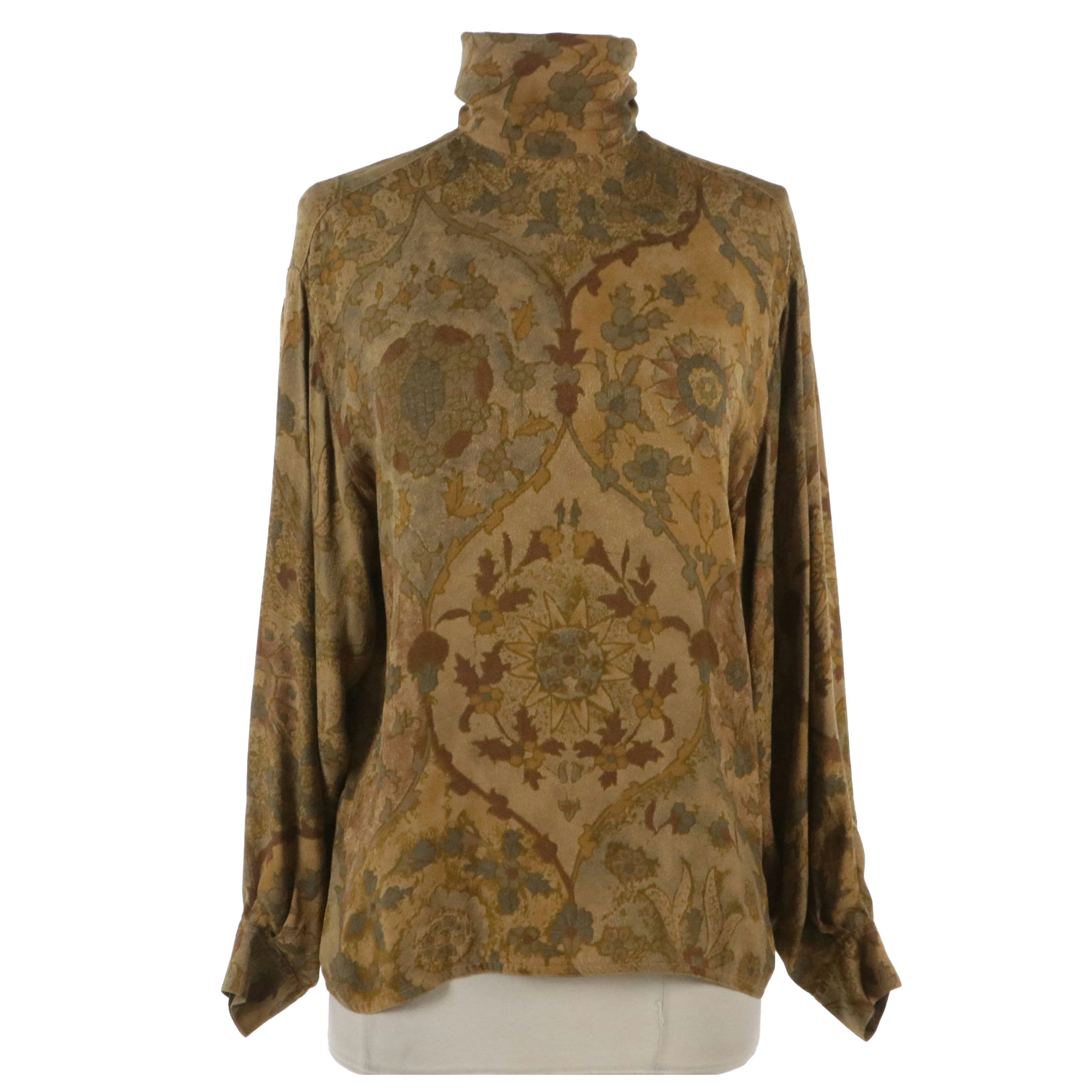 Max Mara Silk Floral Printed Long Sleeve Blouse