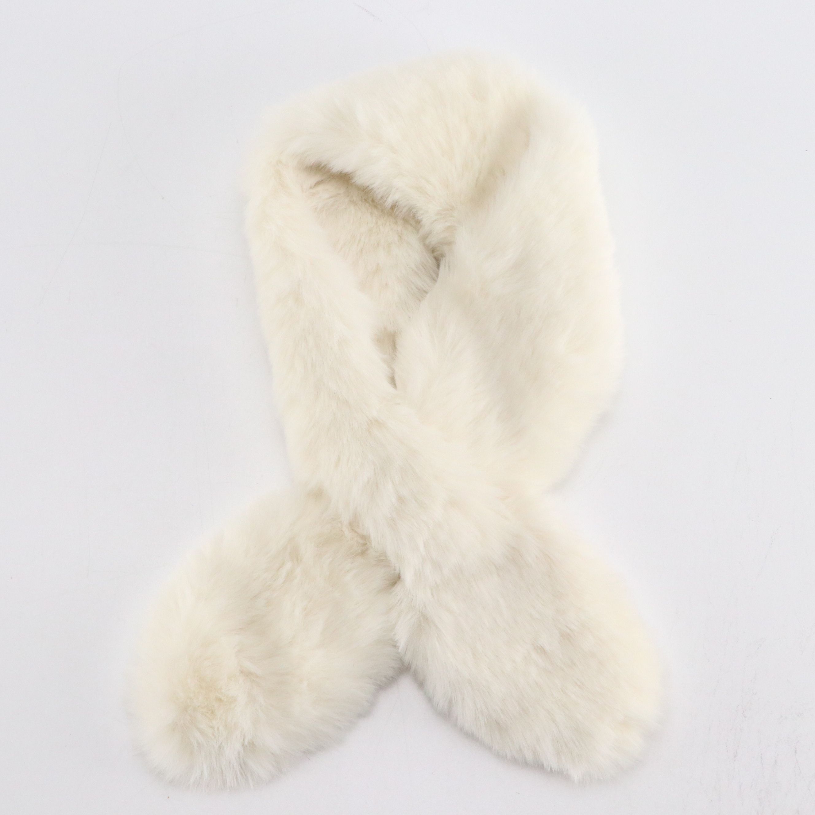 White Rabbit Fur Pom-Pom Scarf and Neck Scarf