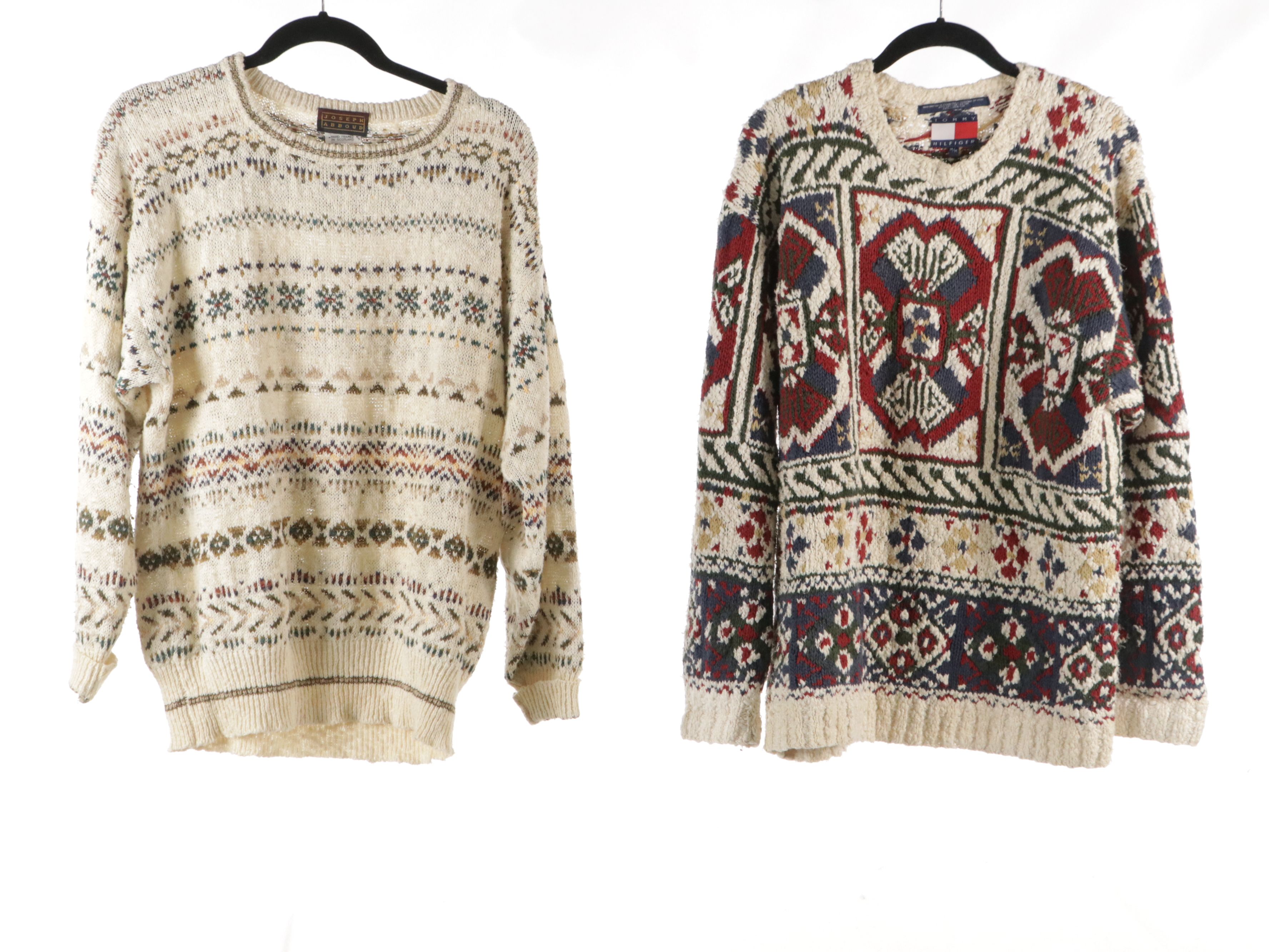 Men's Tommy Hilfiger, Woolrich, and Other Cotton Blend Crew Neck Sweaters