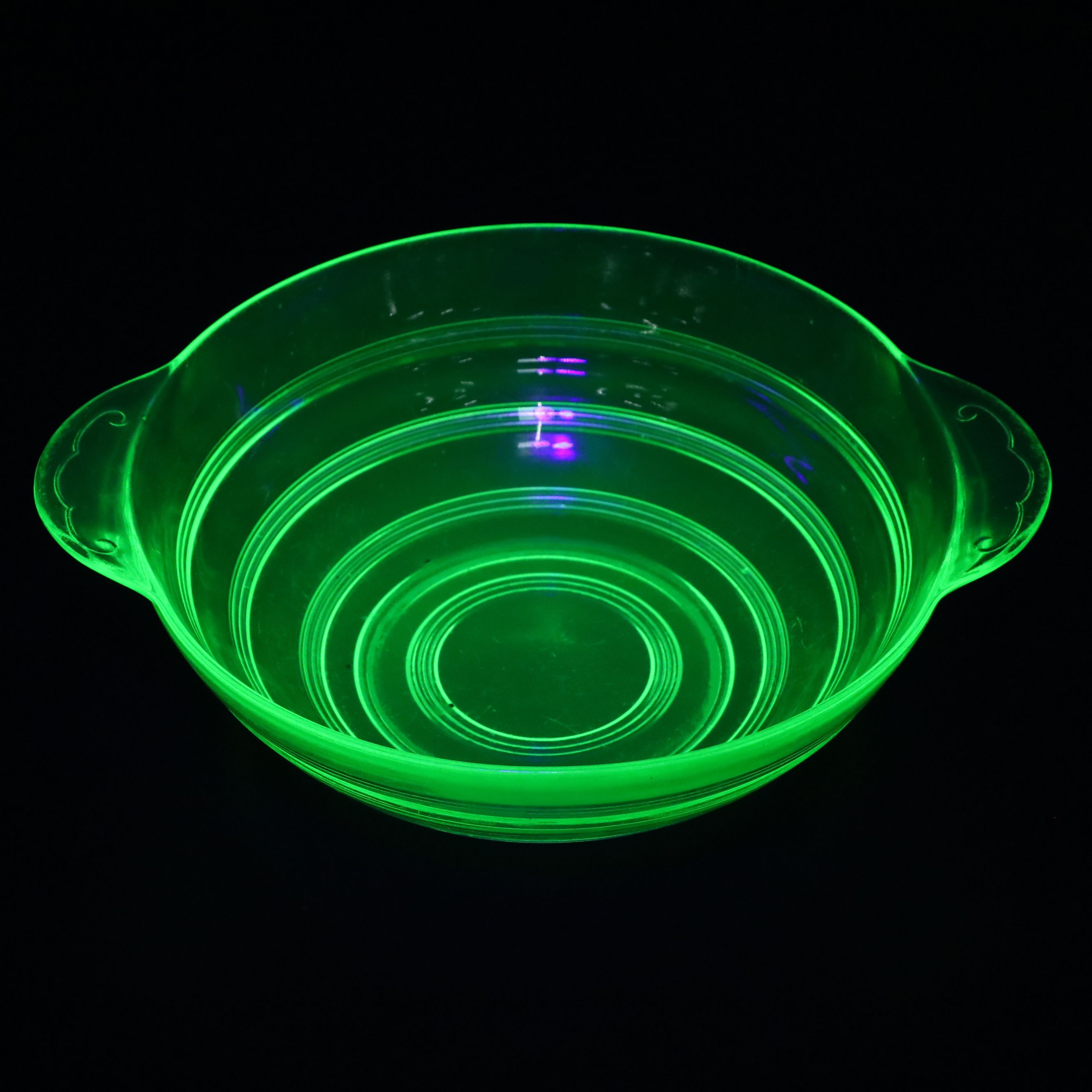 Anchor Hocking "Banded Rings" Uranium Glass with More Vintage Glassware