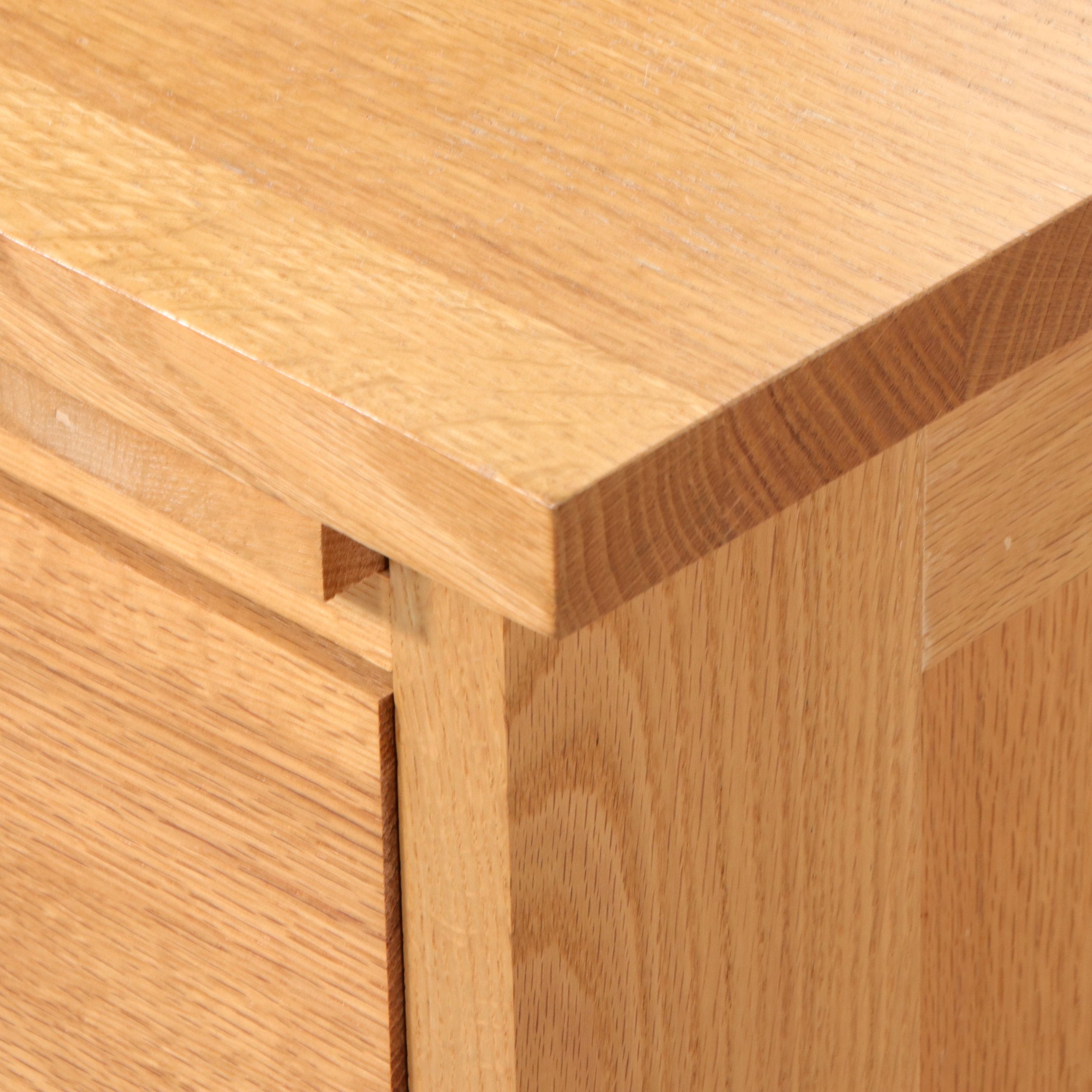 Pair of Mission Style Oak Three-Drawer Nightstands, Late 20th Century