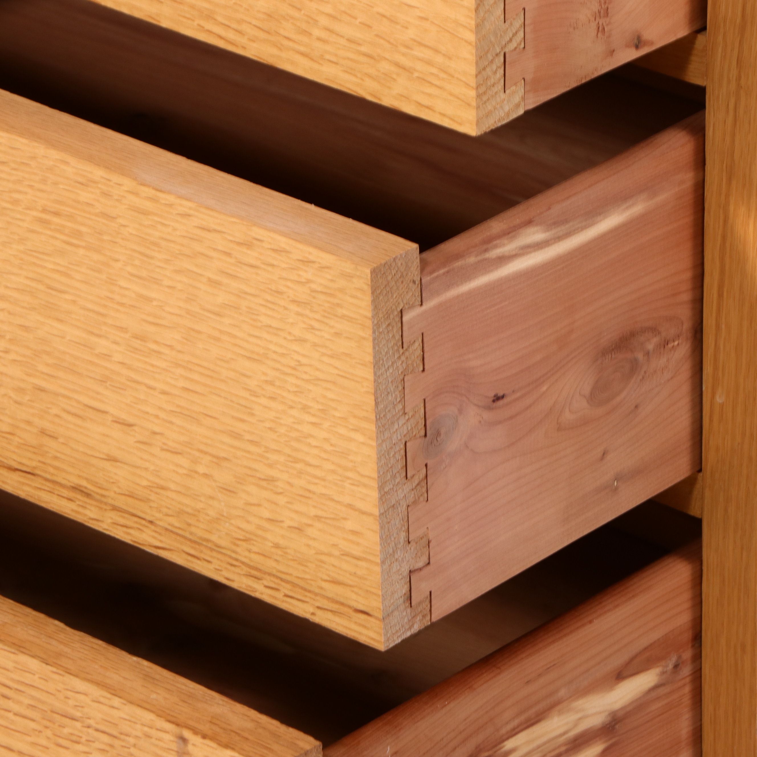 Pair of Mission Style Oak Three-Drawer Nightstands, Late 20th Century