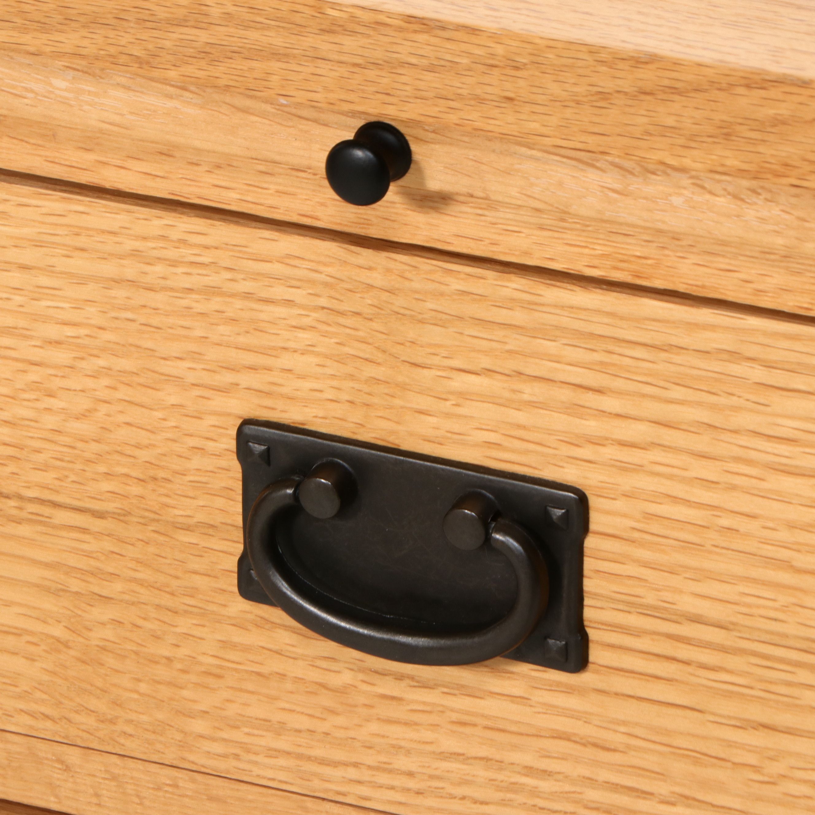 Pair of Mission Style Oak Three-Drawer Nightstands, Late 20th Century