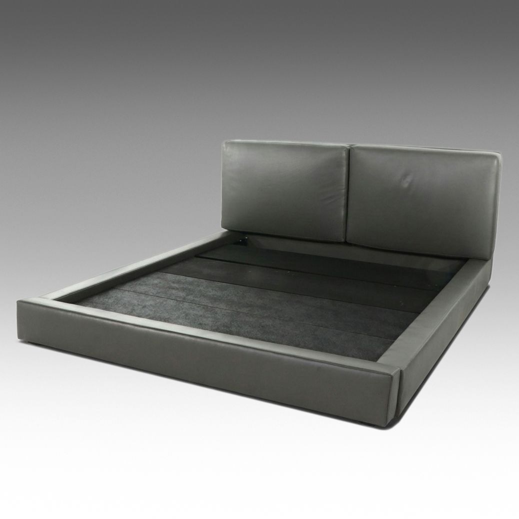 Contemporary Upholstered Leather Platform Bed, 21st Century