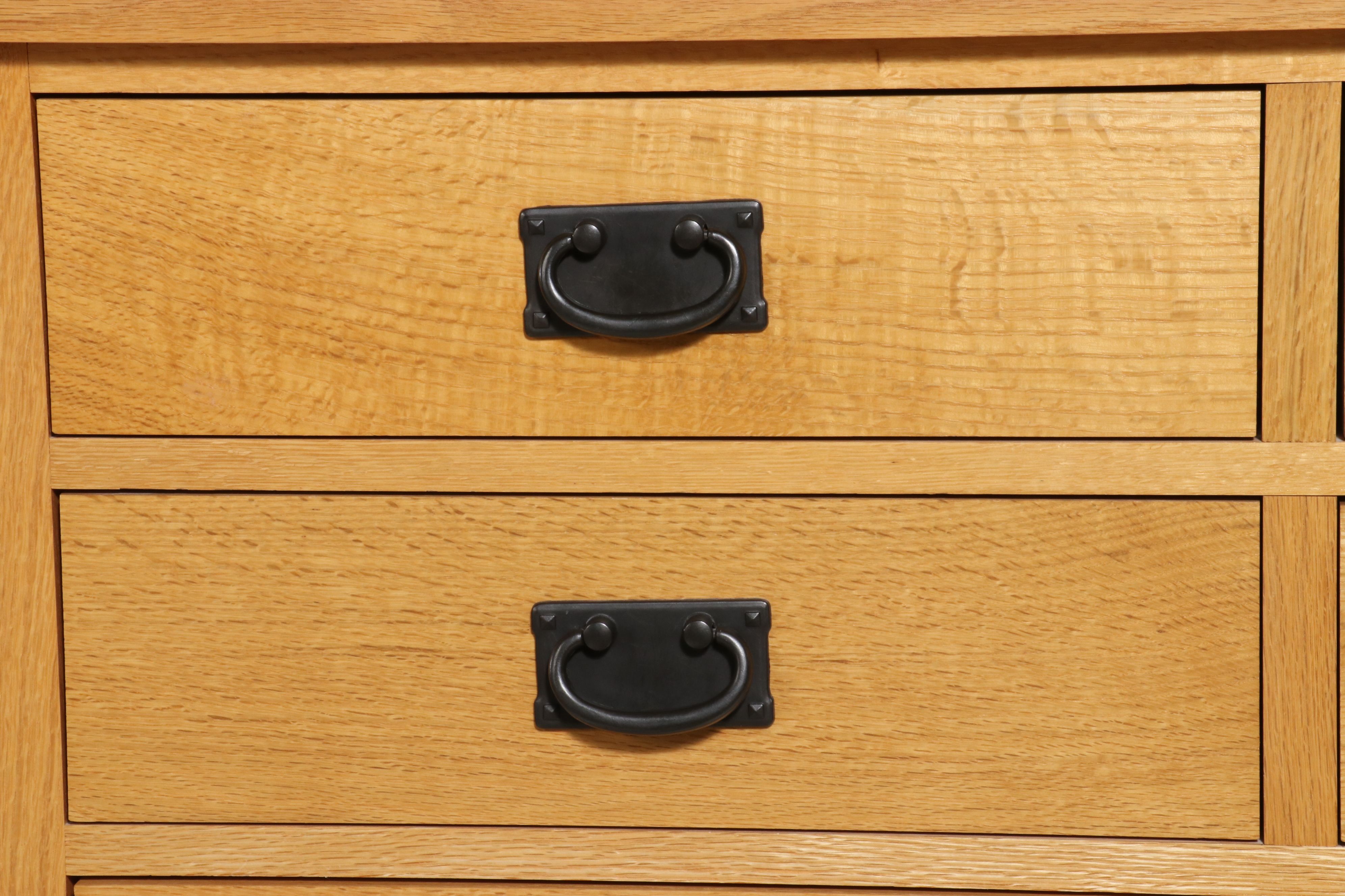 Mission Style Quartersawn White Oak Highboy Chest, 21st Century