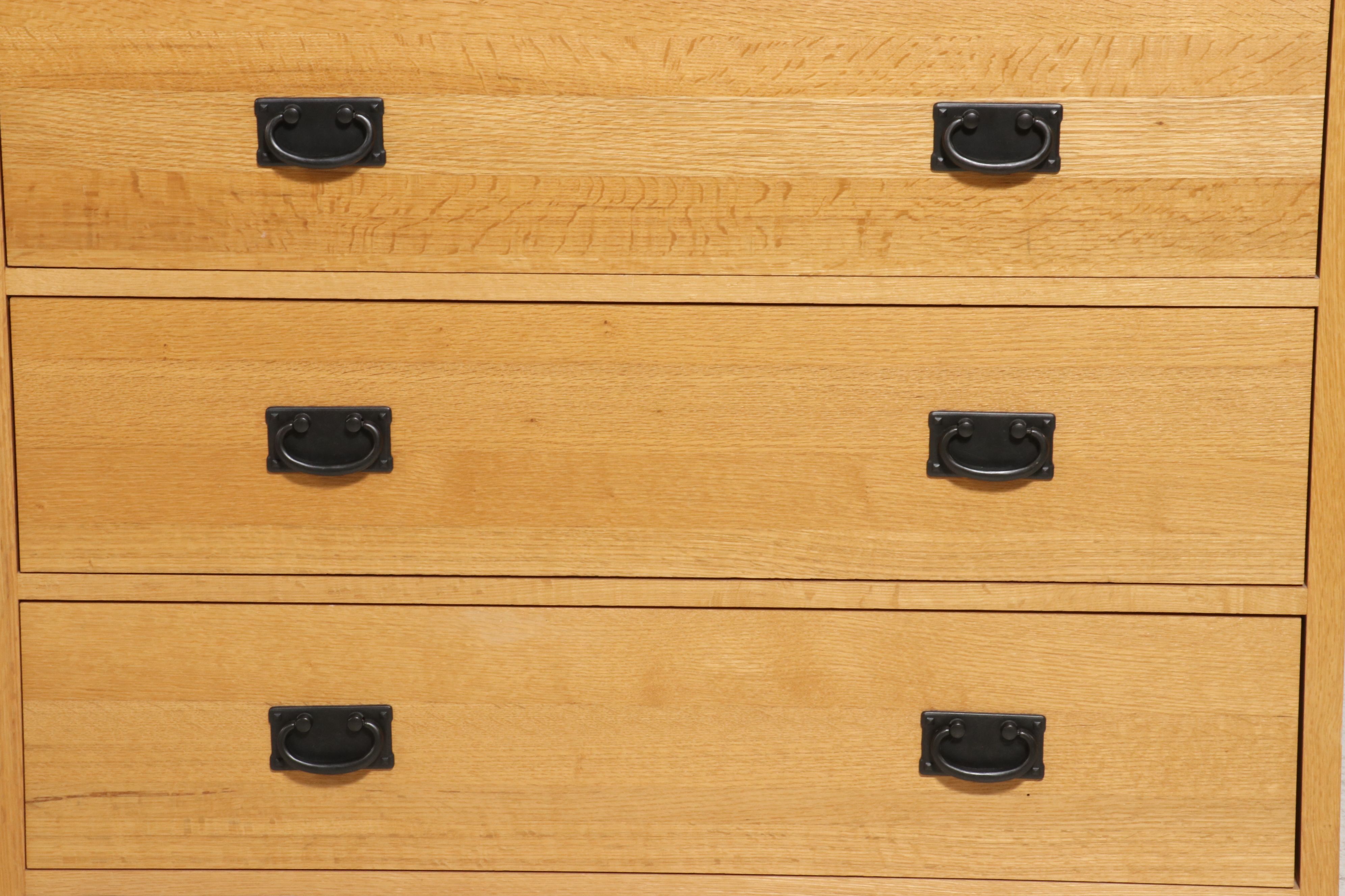 Mission Style Quartersawn White Oak Highboy Chest, 21st Century