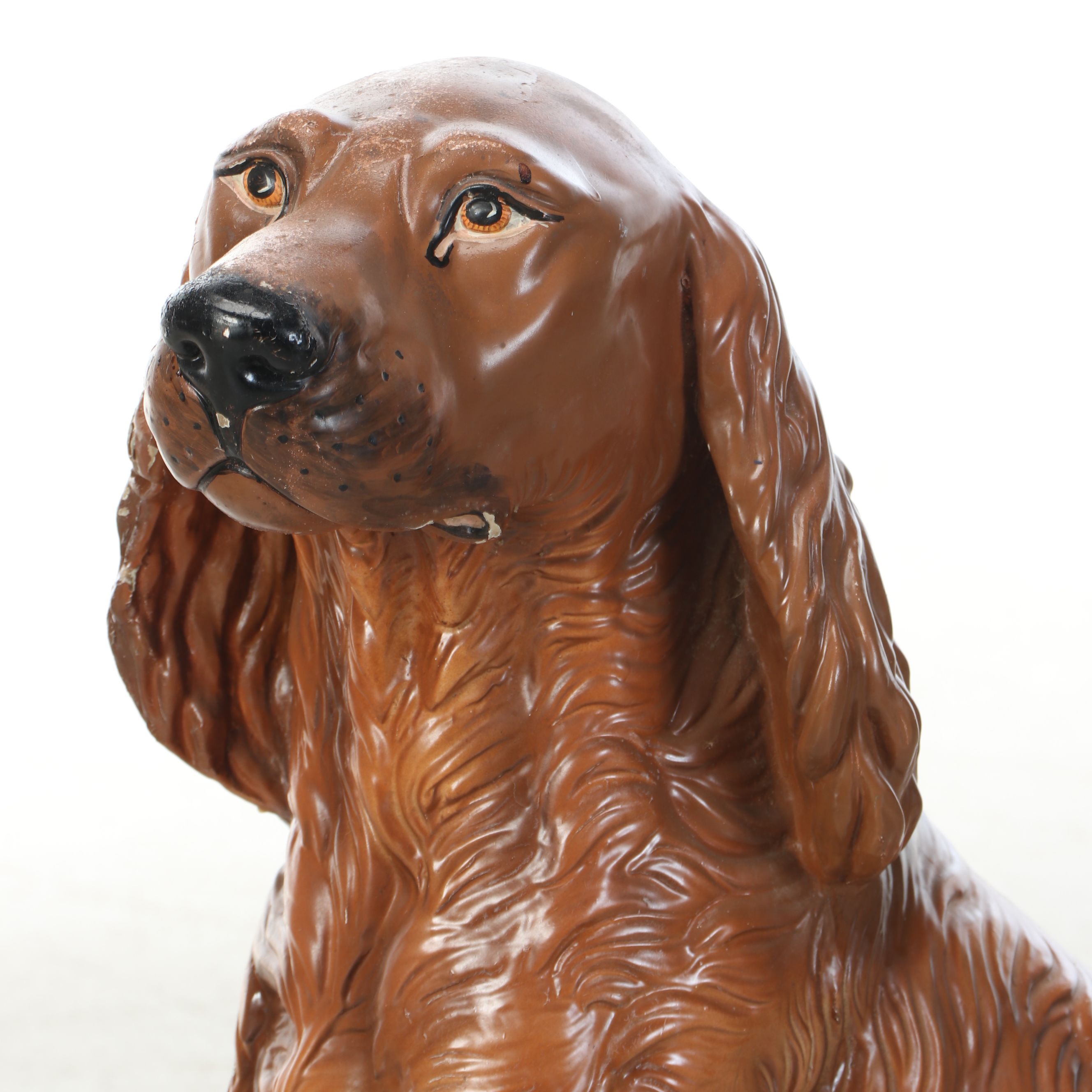 Hand-Painted Plaster Sitting Irish Setter Statue