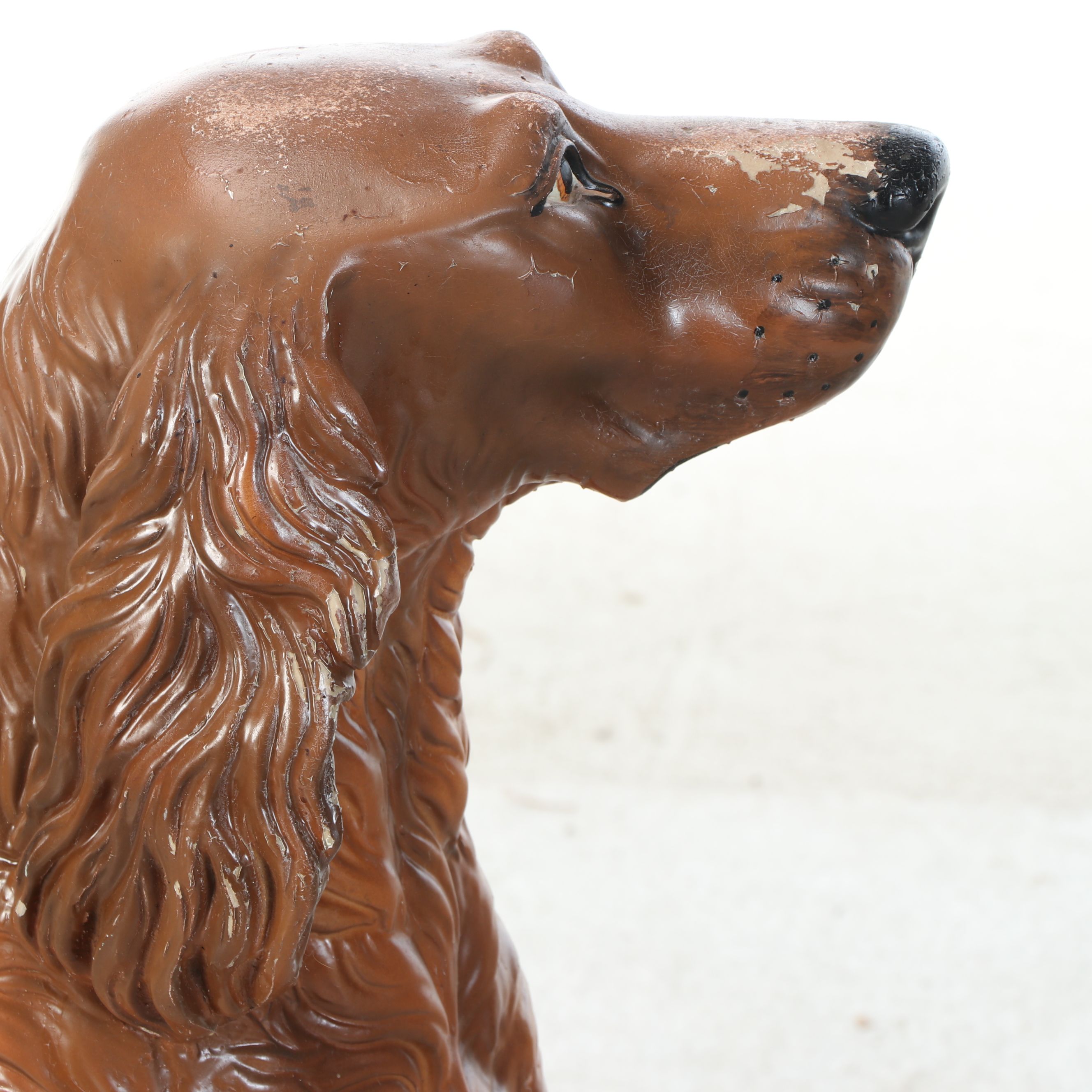 Hand-Painted Plaster Sitting Irish Setter Statue