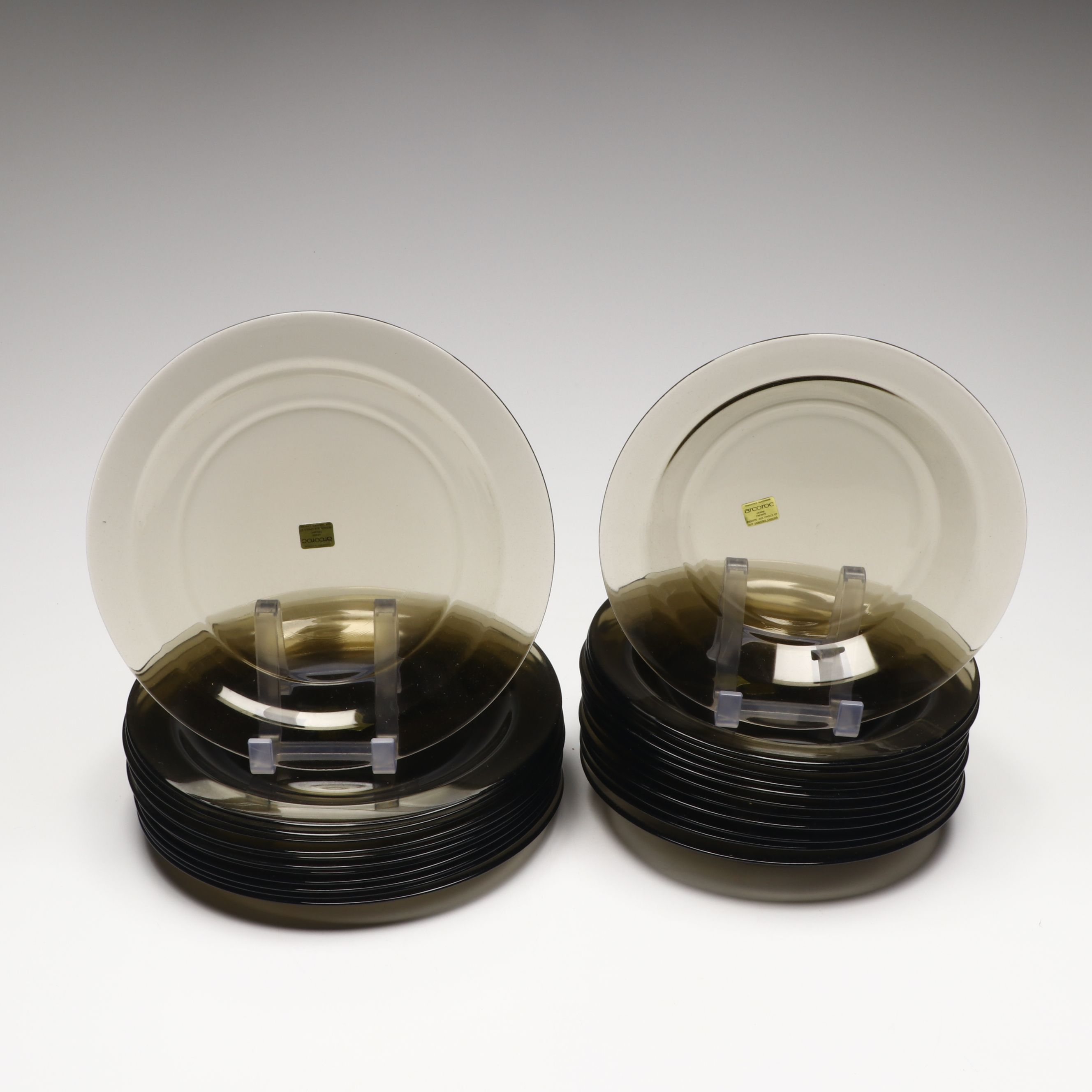 Arcoroc France Smoked Glass Dinnerware