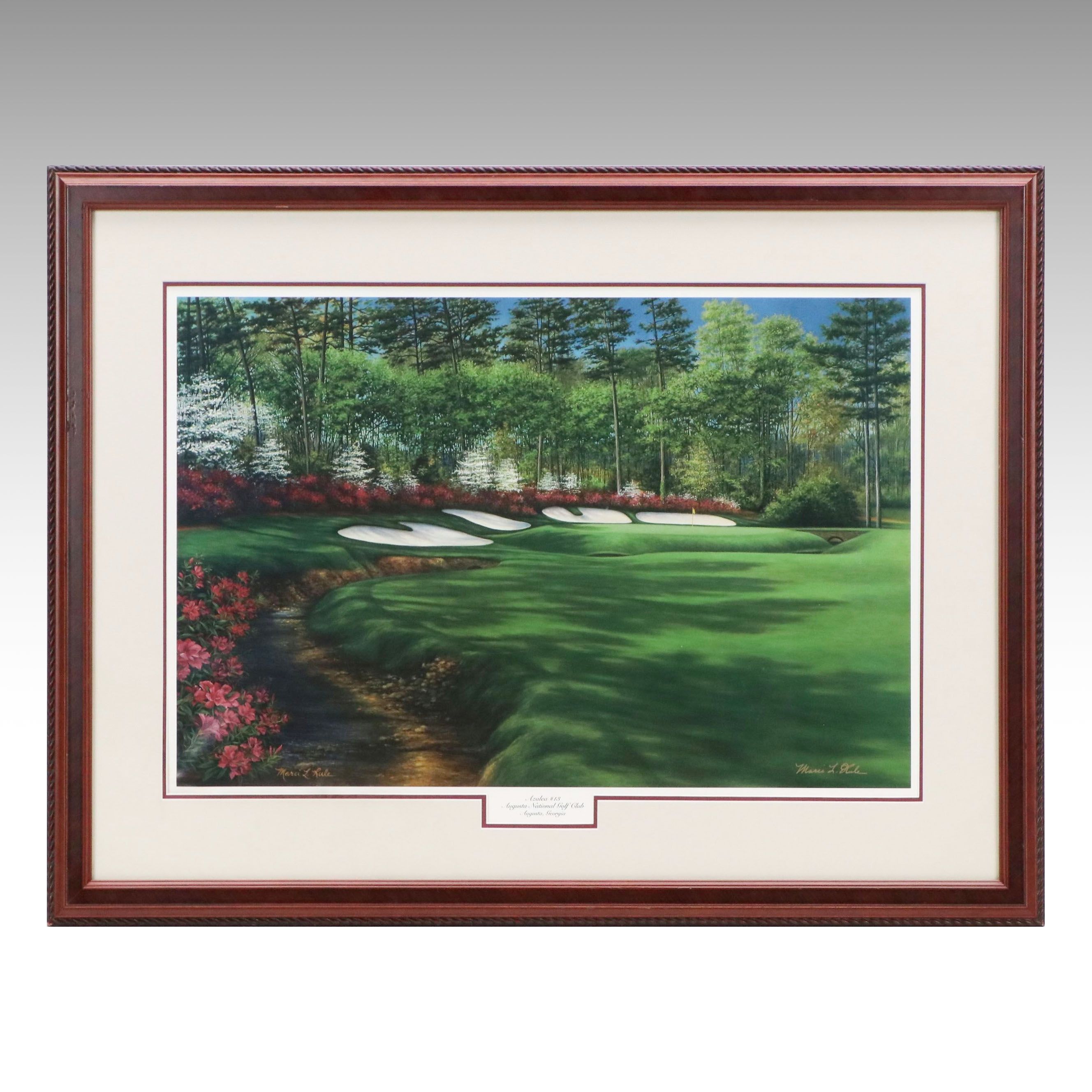 Marci Rule Offset Lithograph "Azalea #13 / Augusta National Golf Club," 21st C.