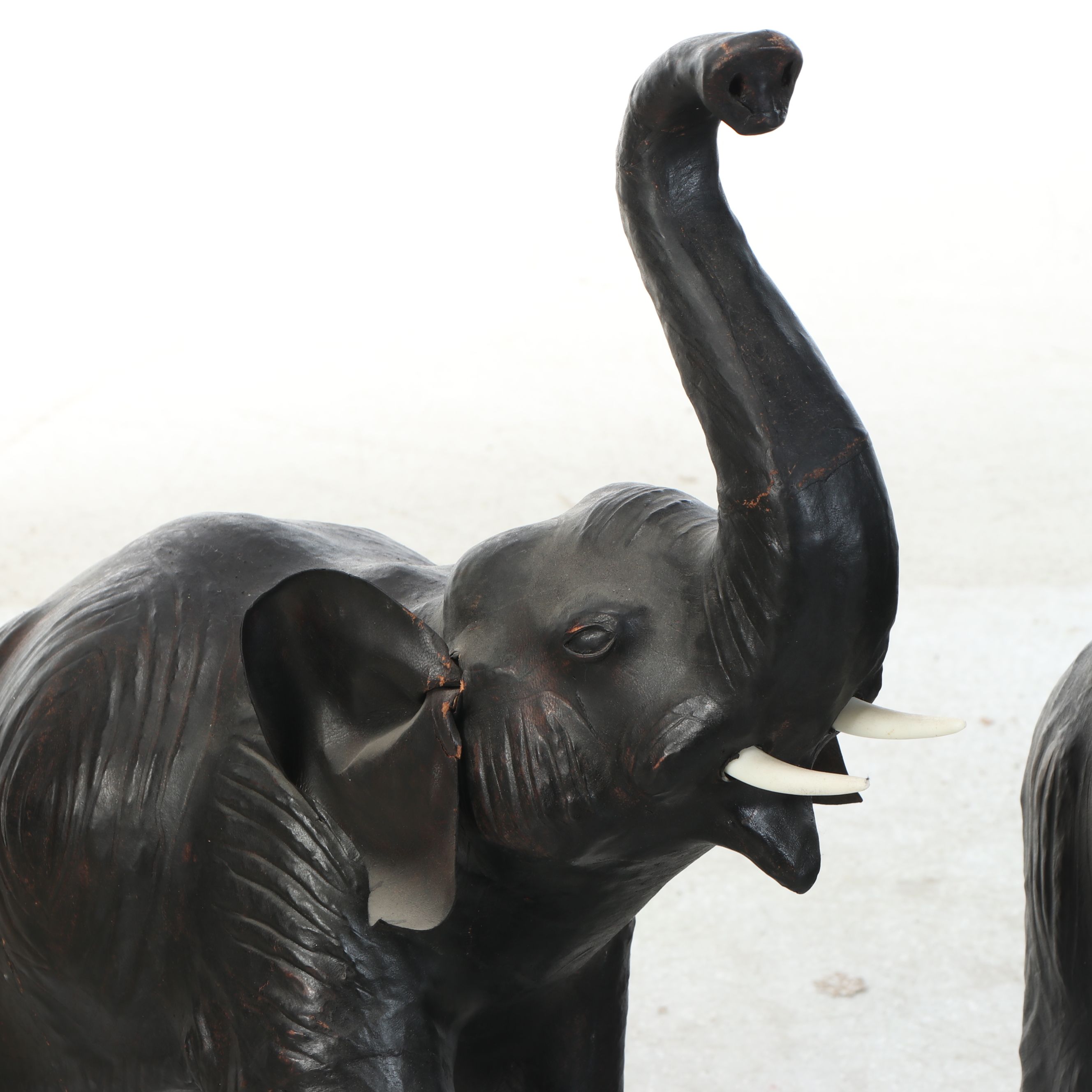 Pair of Leather Wrapped Asian Elephants