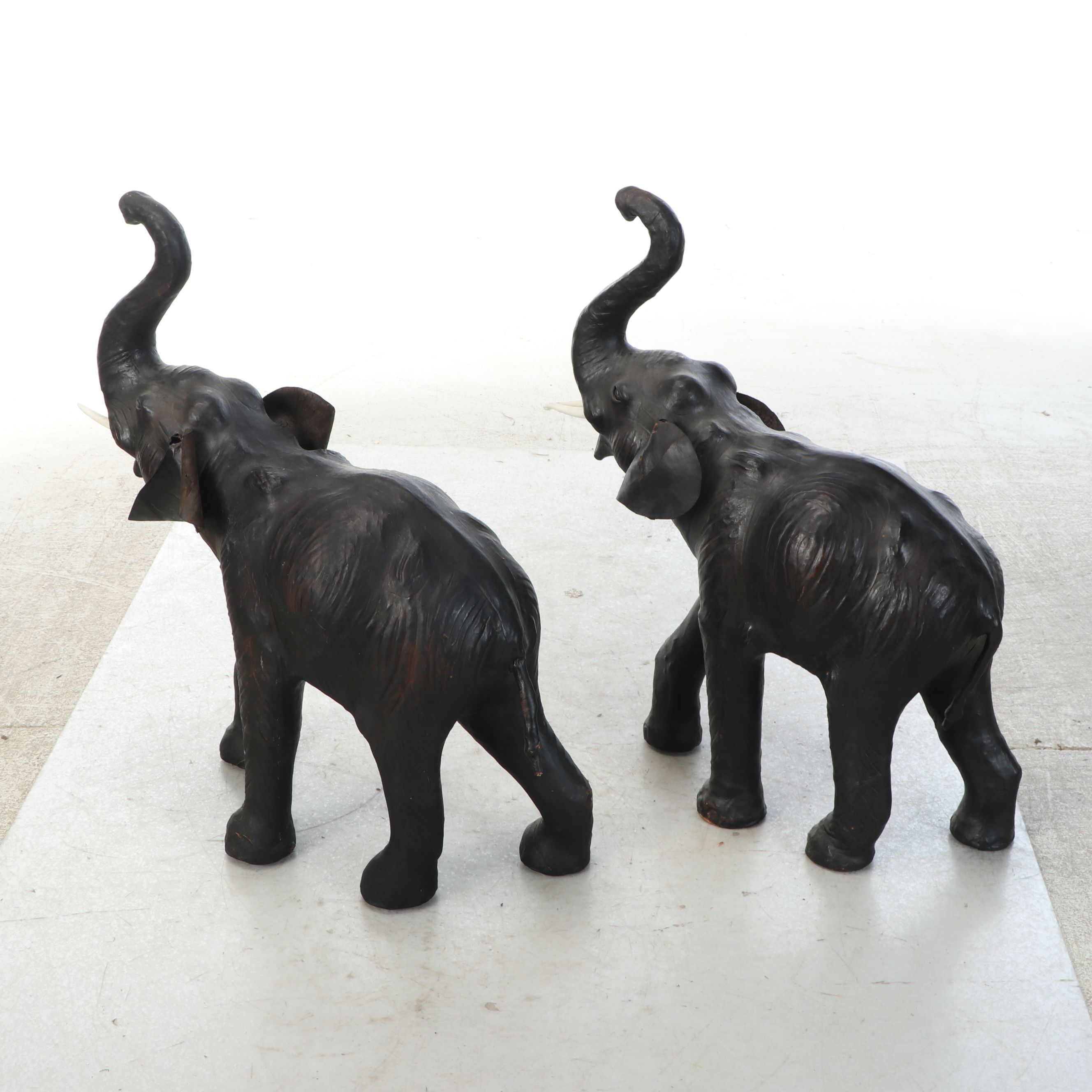 Pair of Leather Wrapped Asian Elephants