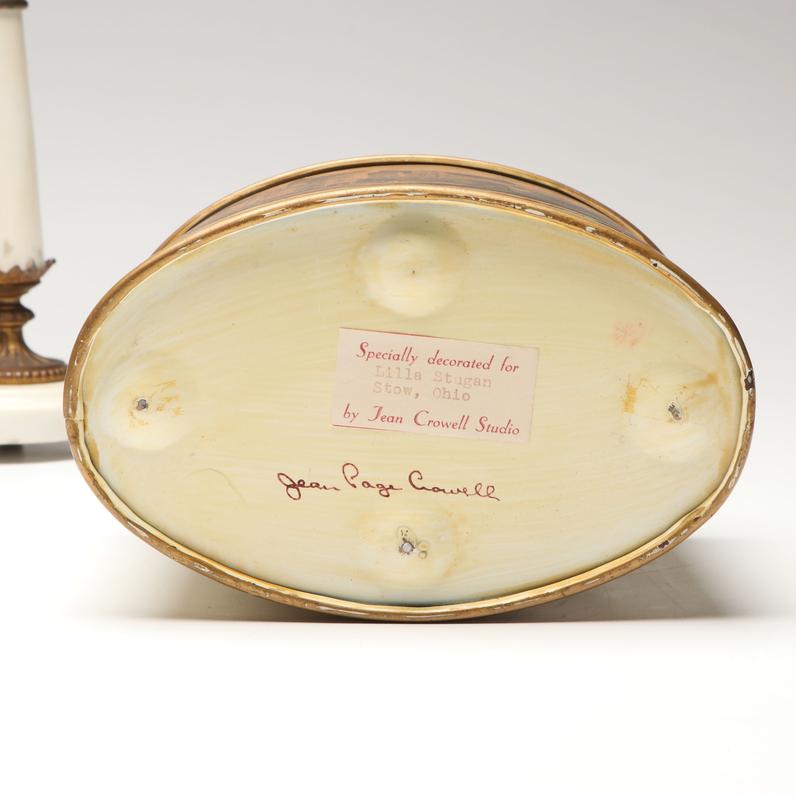 Jean Crowell Studio Signed Metal Box with Italian Pewter Vase and Table Lamp