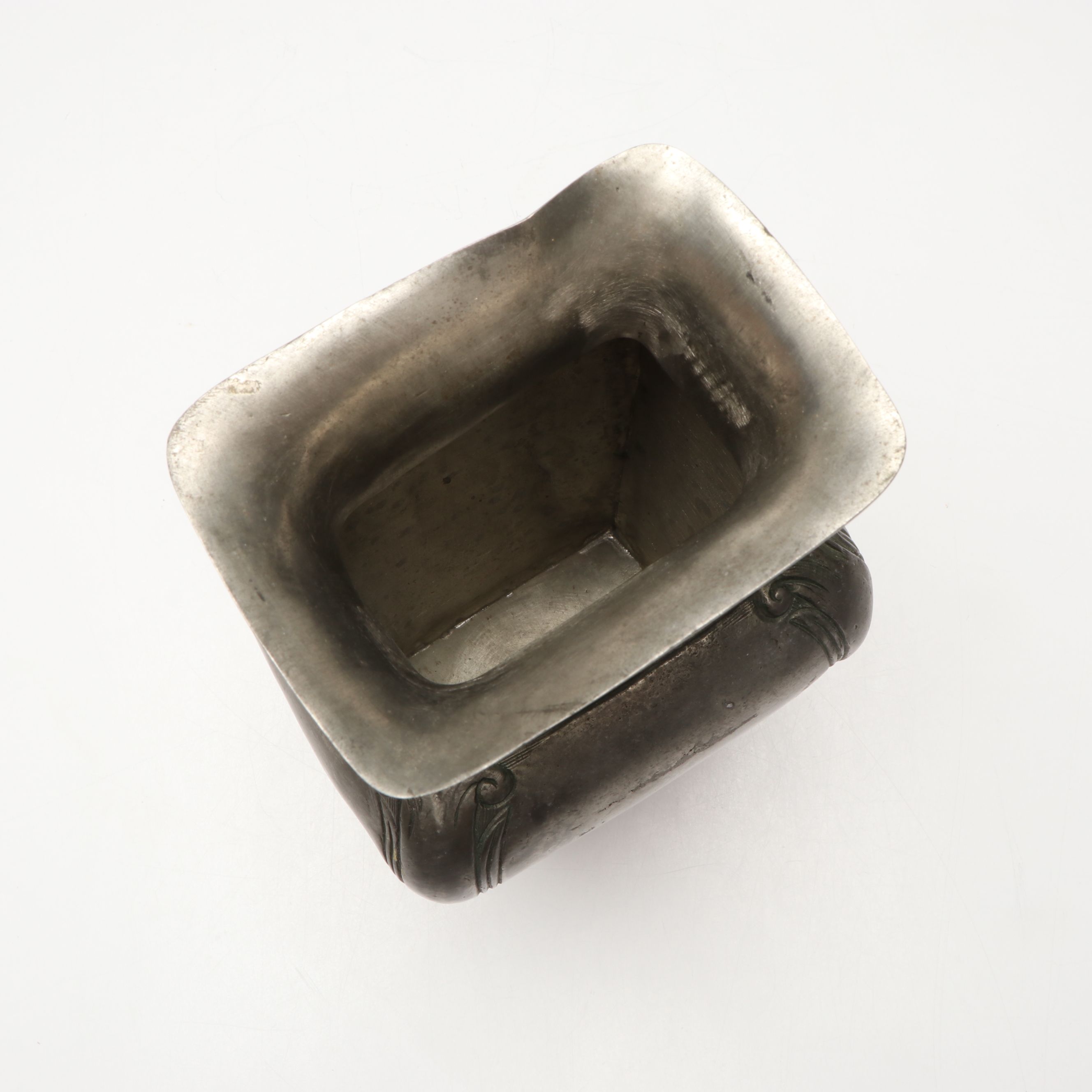 Jean Crowell Studio Signed Metal Box with Italian Pewter Vase and Table Lamp