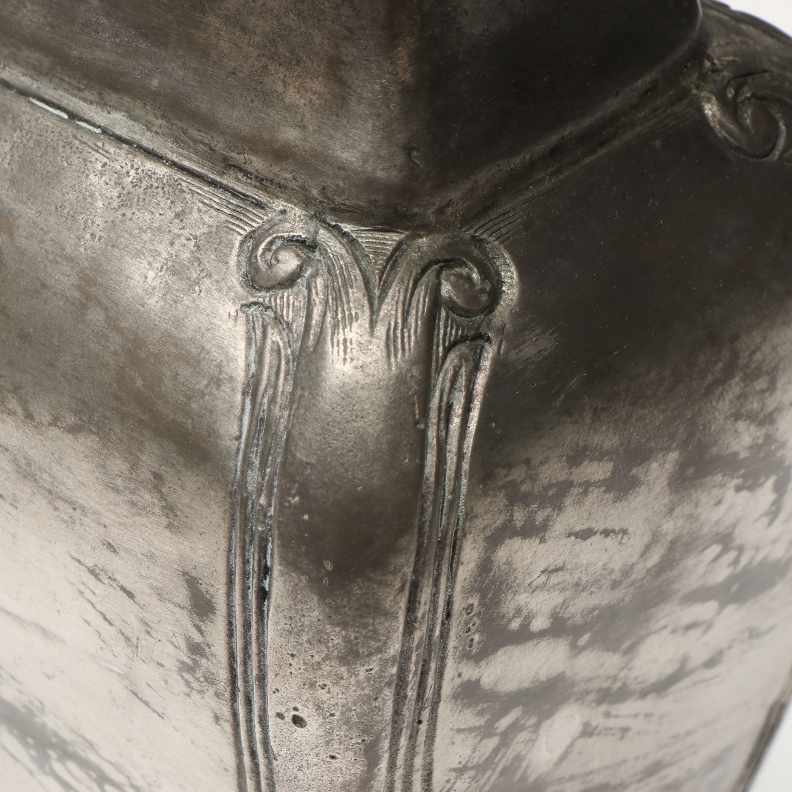 Jean Crowell Studio Signed Metal Box with Italian Pewter Vase and Table Lamp