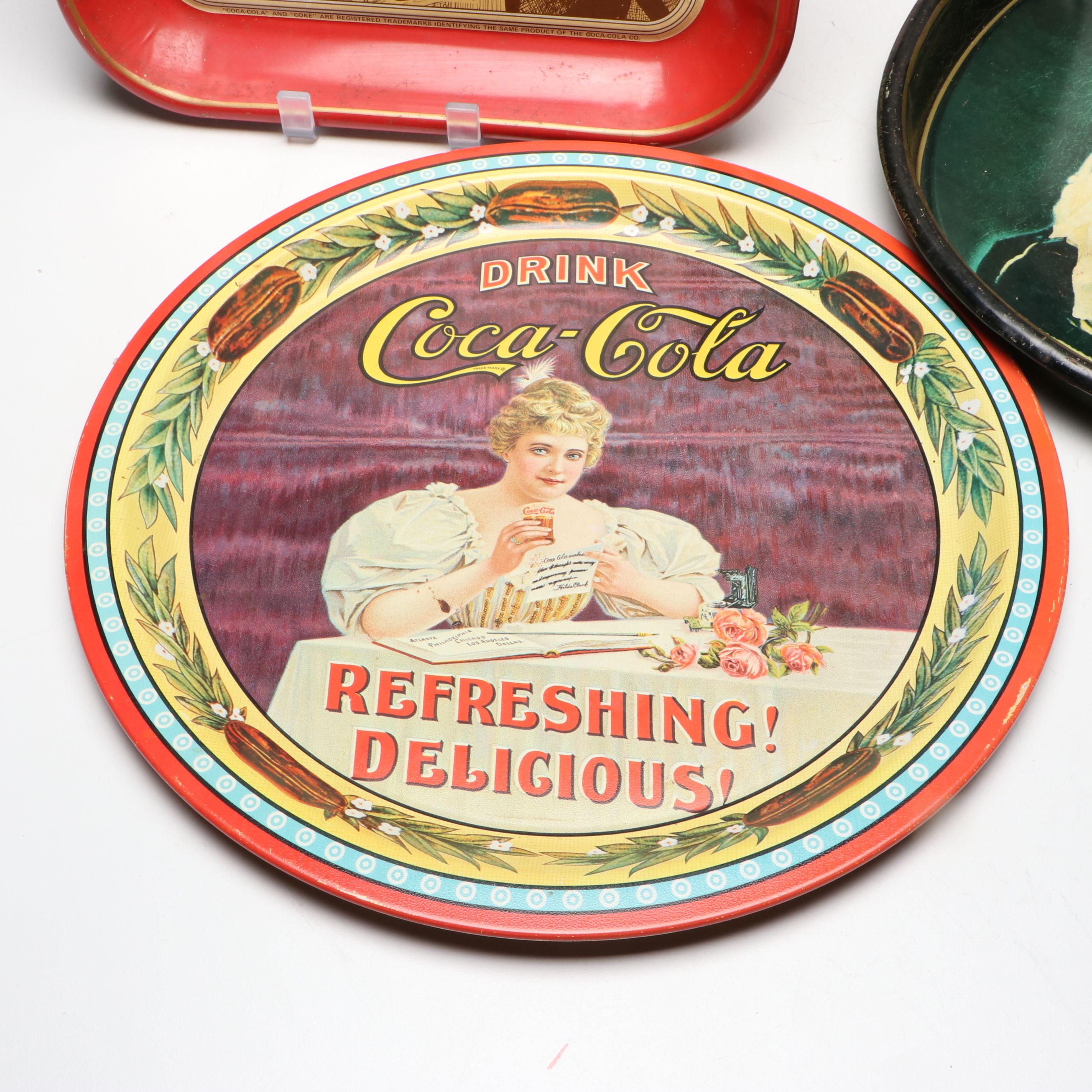Coca-Cola "The Harvey Girl" and More Metal Advertising Trays, 1970s