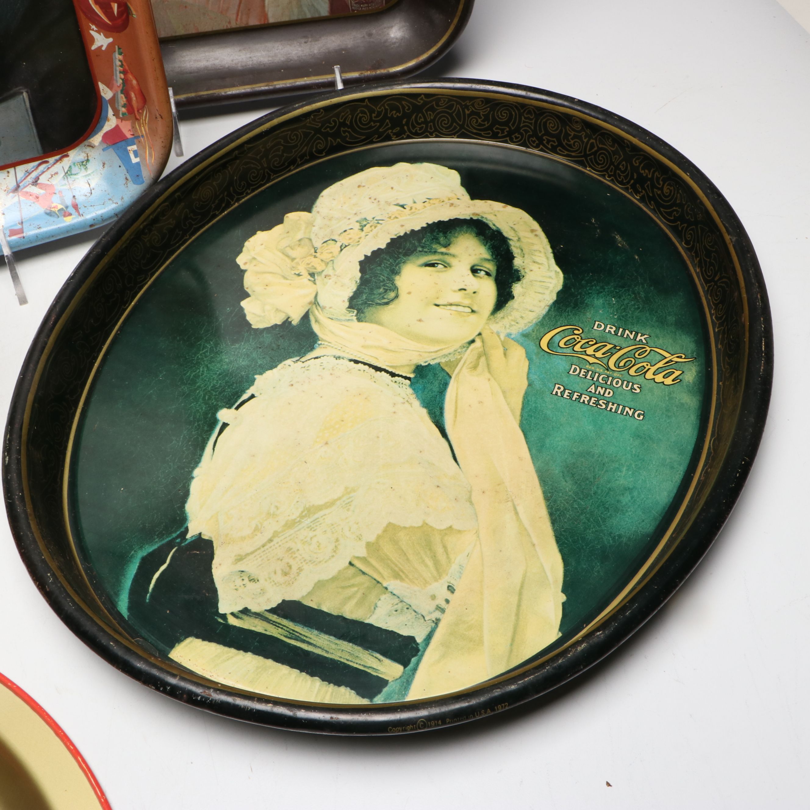 Coca-Cola "The Harvey Girl" and More Metal Advertising Trays, 1970s