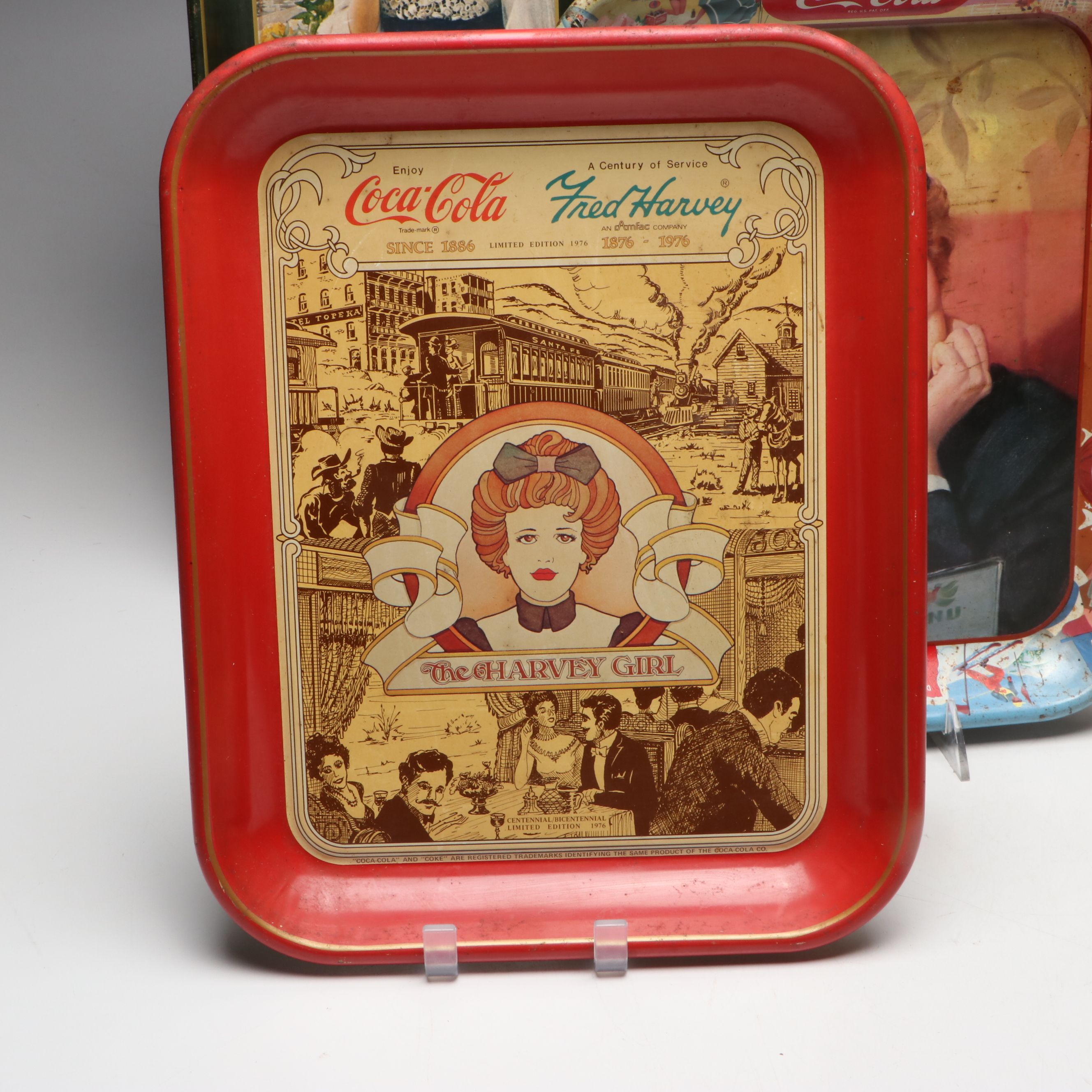 Coca-Cola "The Harvey Girl" and More Metal Advertising Trays, 1970s