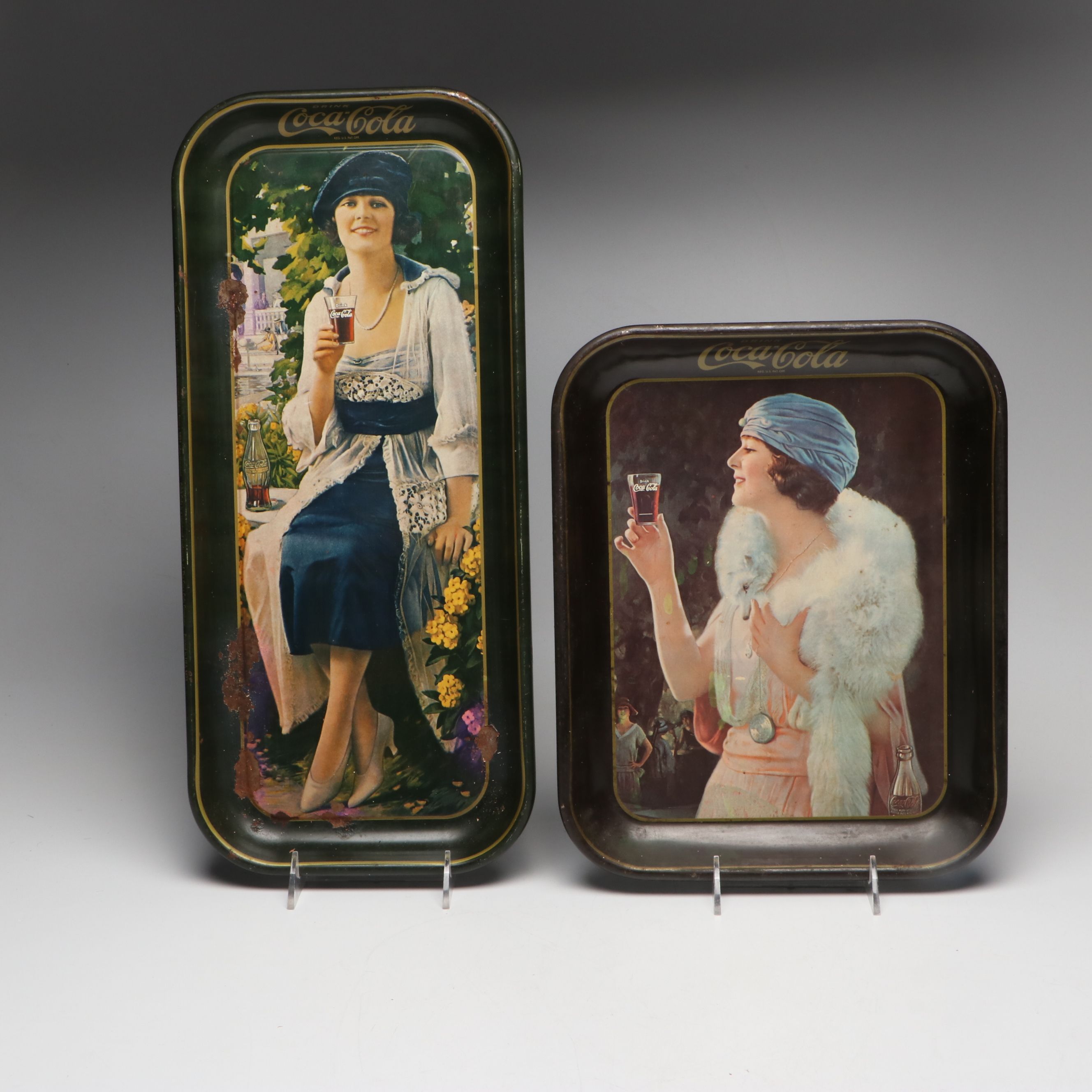 Coca-Cola "The Harvey Girl" and More Metal Advertising Trays, 1970s