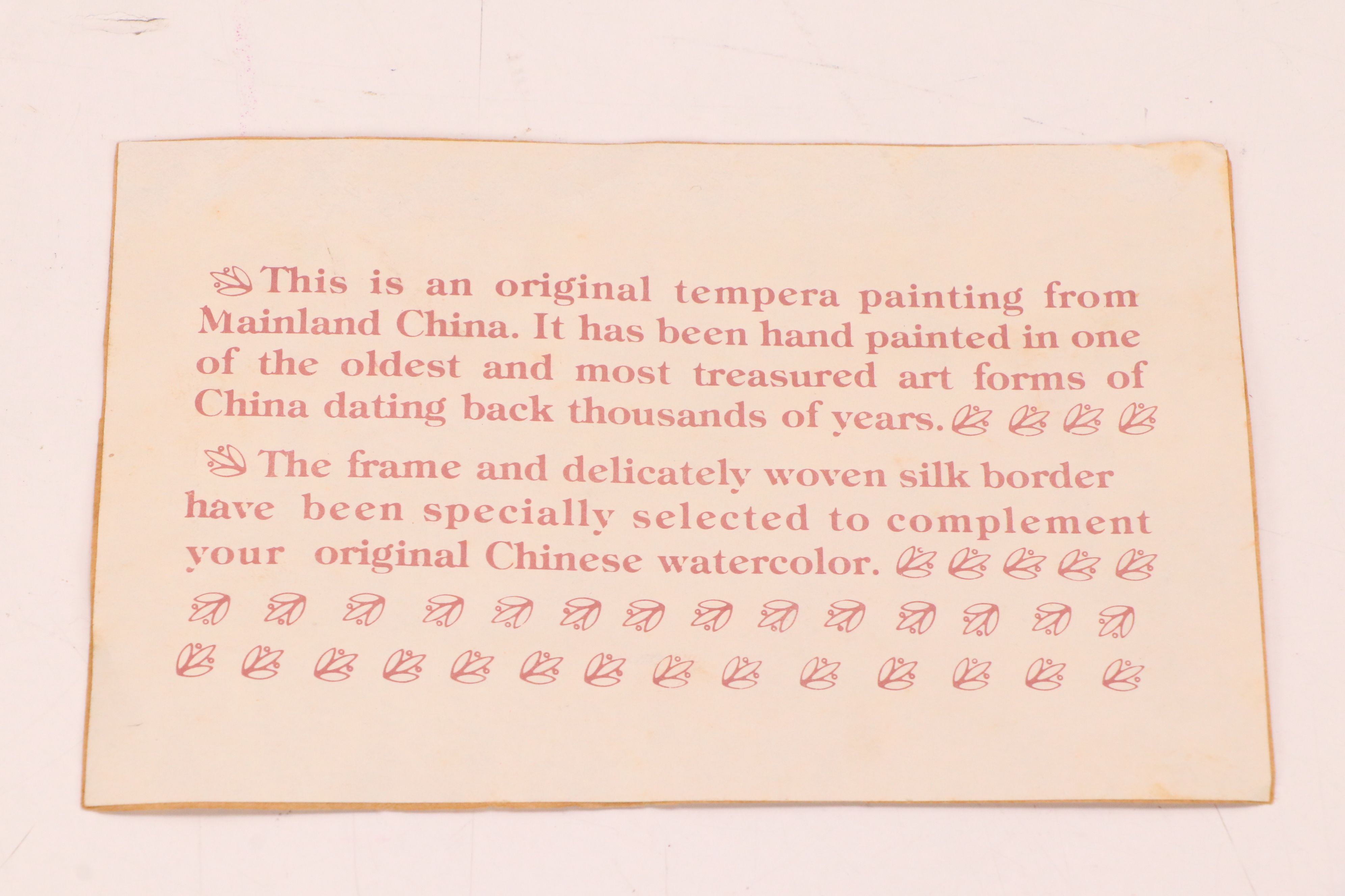 Gouache Bird-and-Flower Paintings and Scroll Detail Print, Mid-Late 20th Century