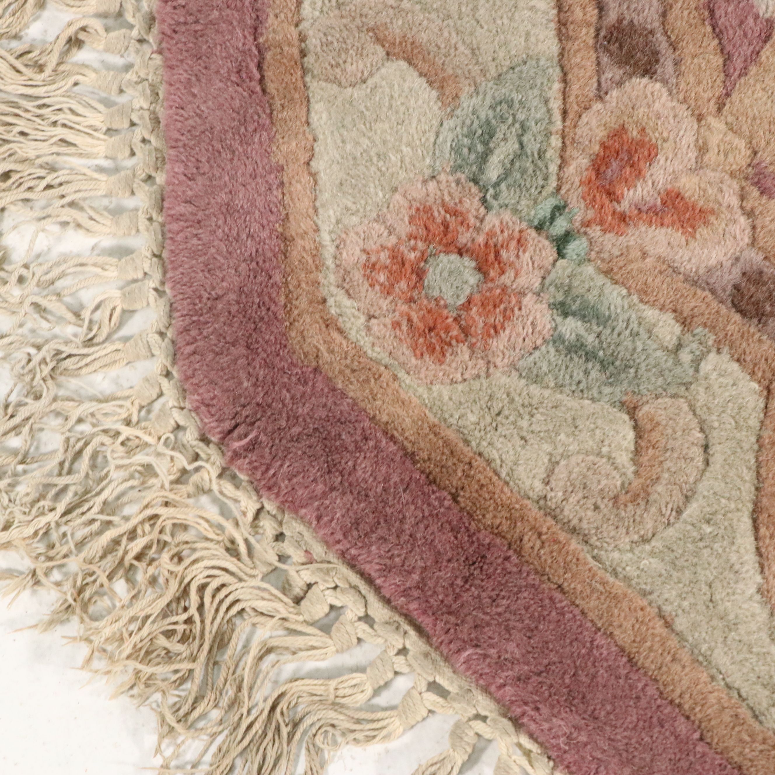 3'6 Octagonal Hand-Tufted Chinese Peking Accent Rug