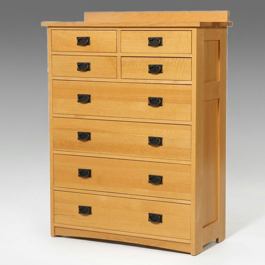 Mission Style Quartersawn White Oak Highboy Chest, 21st Century