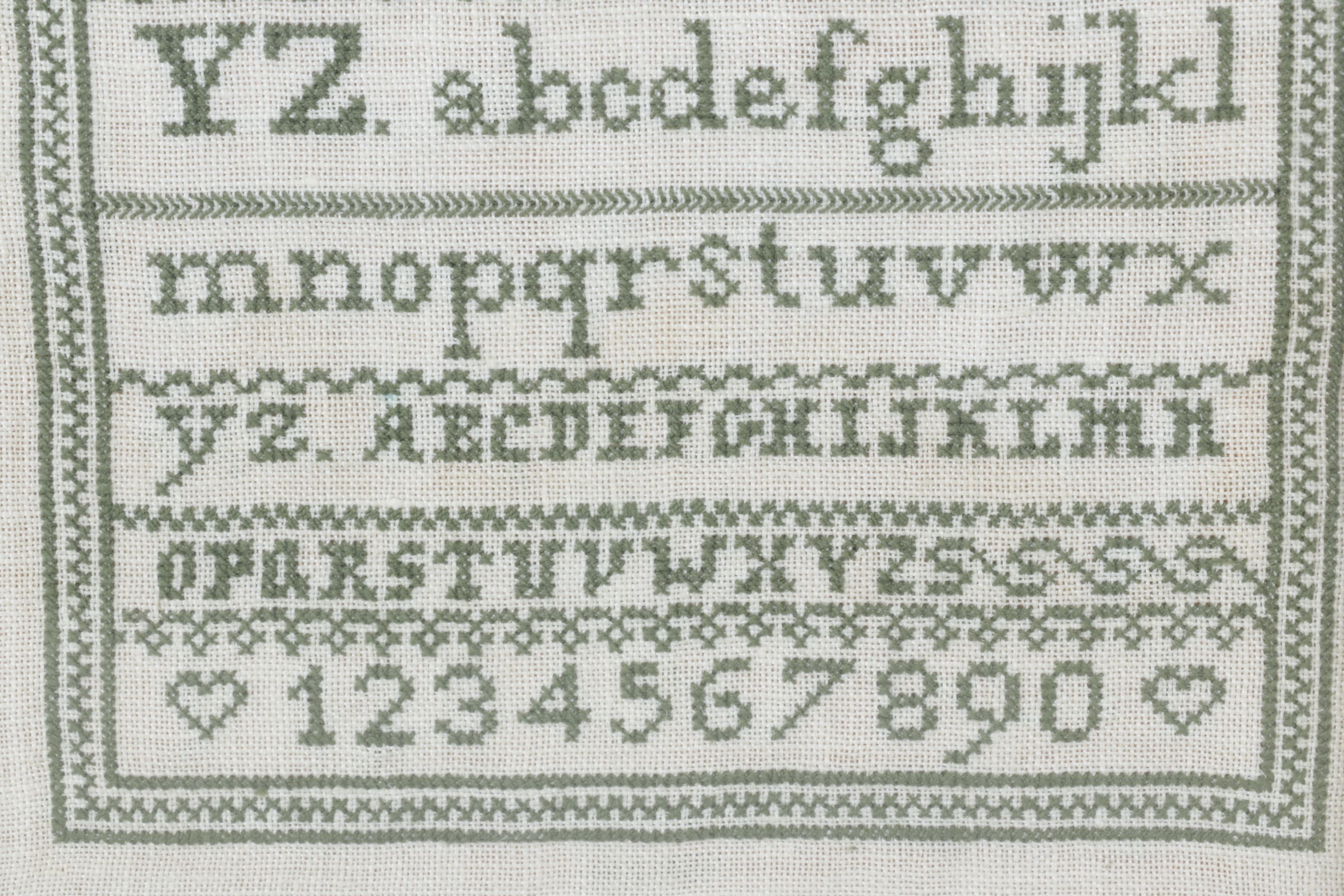 Handmade Cross-Stitch Sampler, Early 20th Century