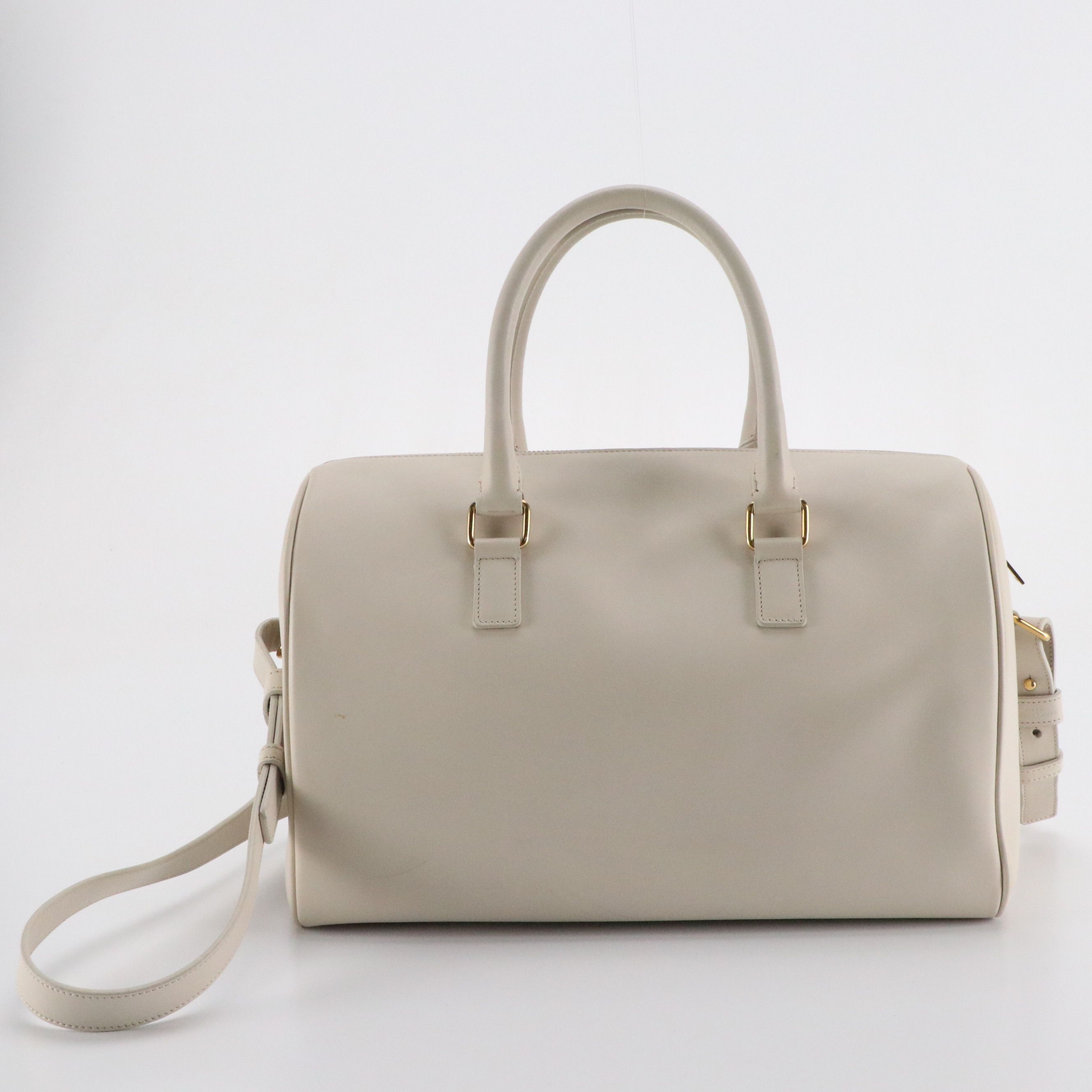 Saint Laurent Classic Baby Two-Way Duffle Bag in Ivory White Leather