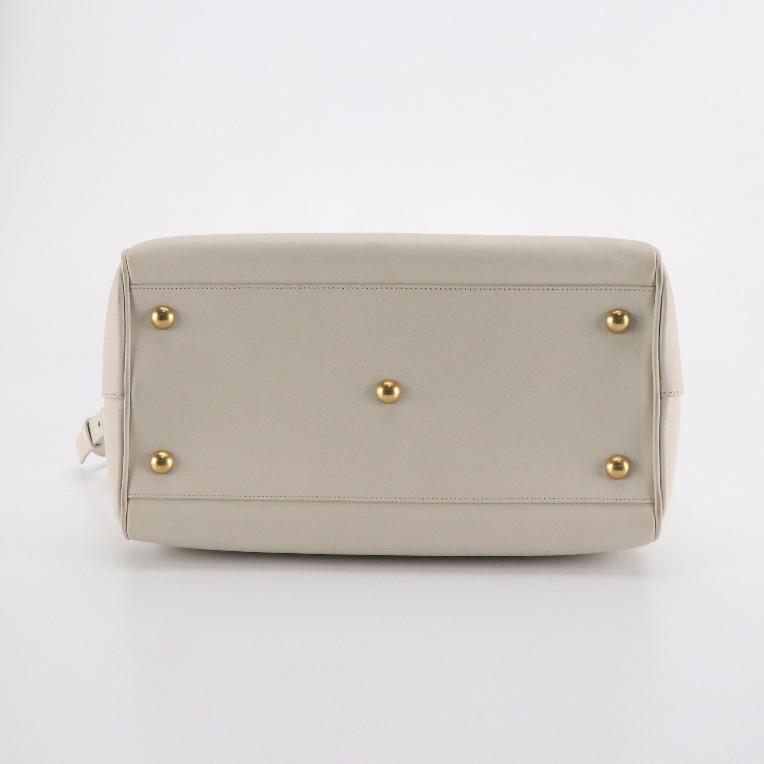 Saint Laurent Classic Baby Two-Way Duffle Bag in Ivory White Leather