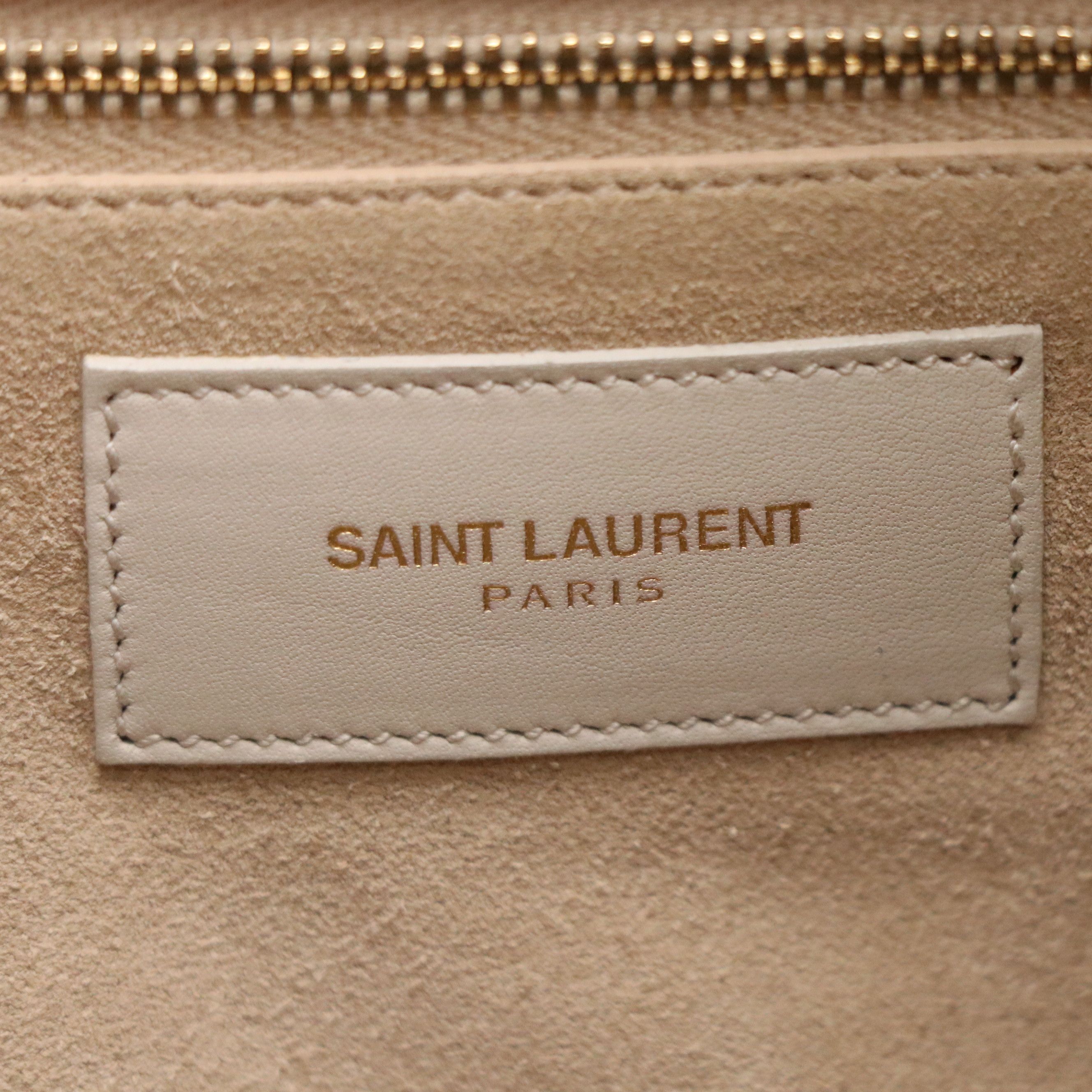 Saint Laurent Classic Baby Two-Way Duffle Bag in Ivory White Leather