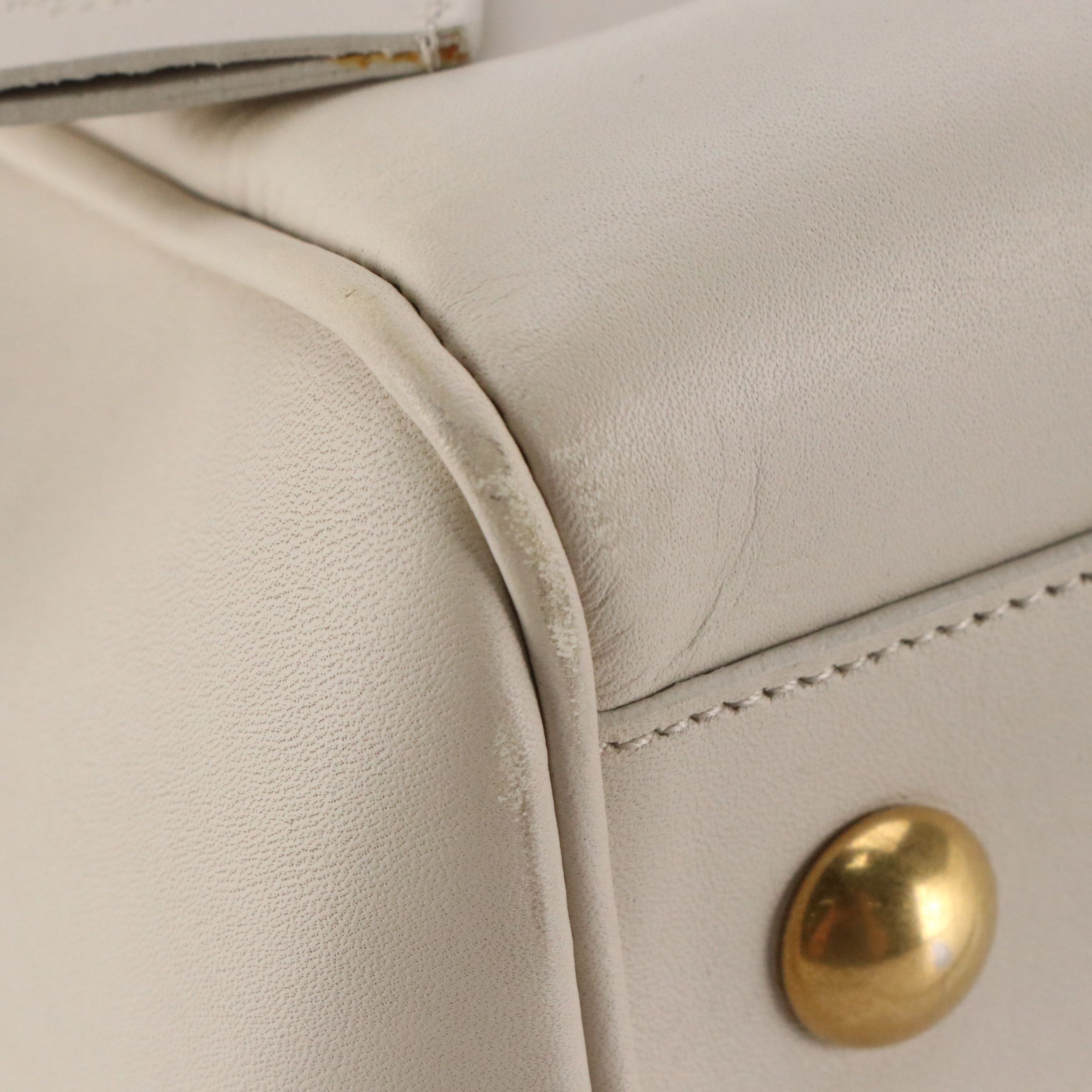 Saint Laurent Classic Baby Two-Way Duffle Bag in Ivory White Leather