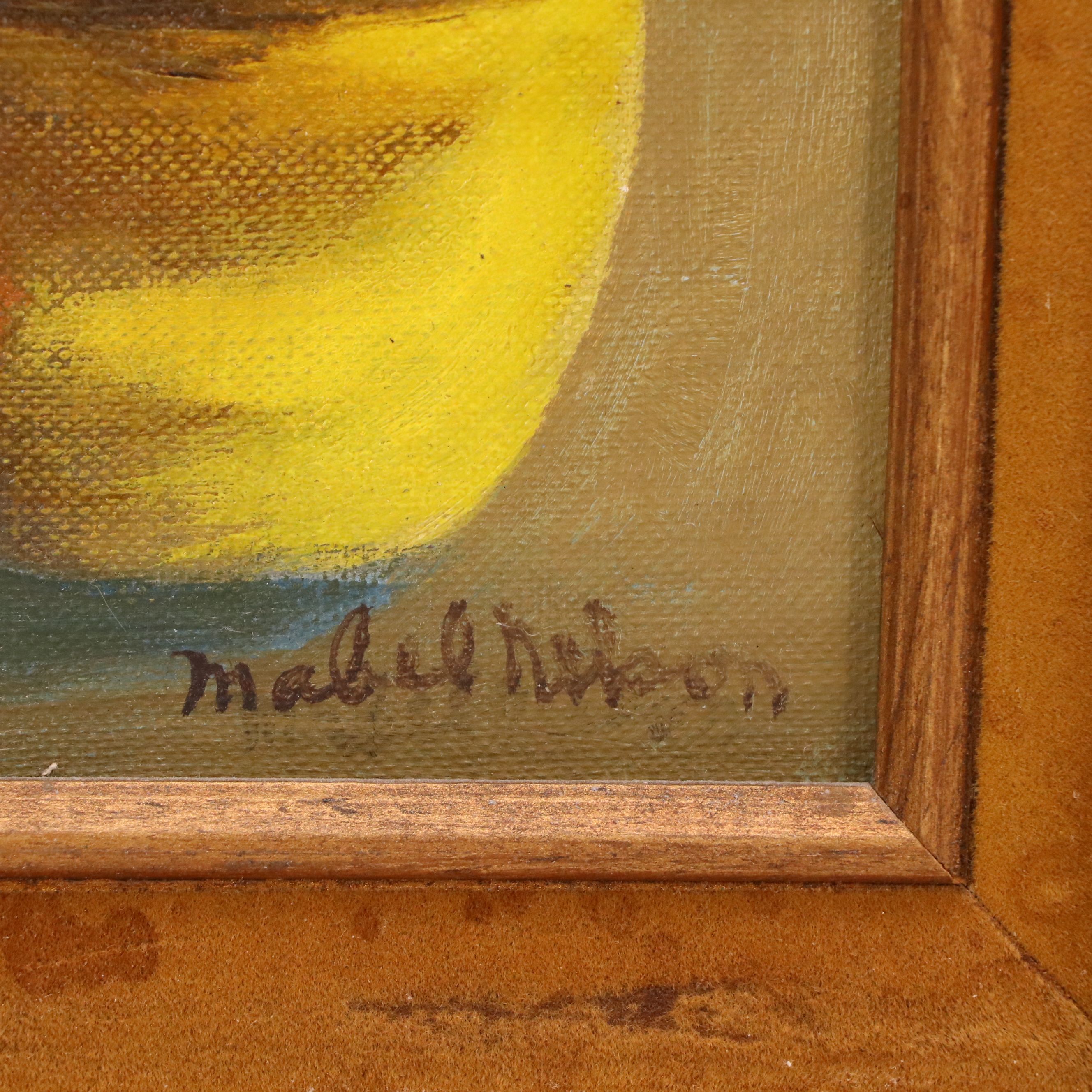 Mabel Nelson Oil Painting of Pot of Sunflowers, Mid-20th Century