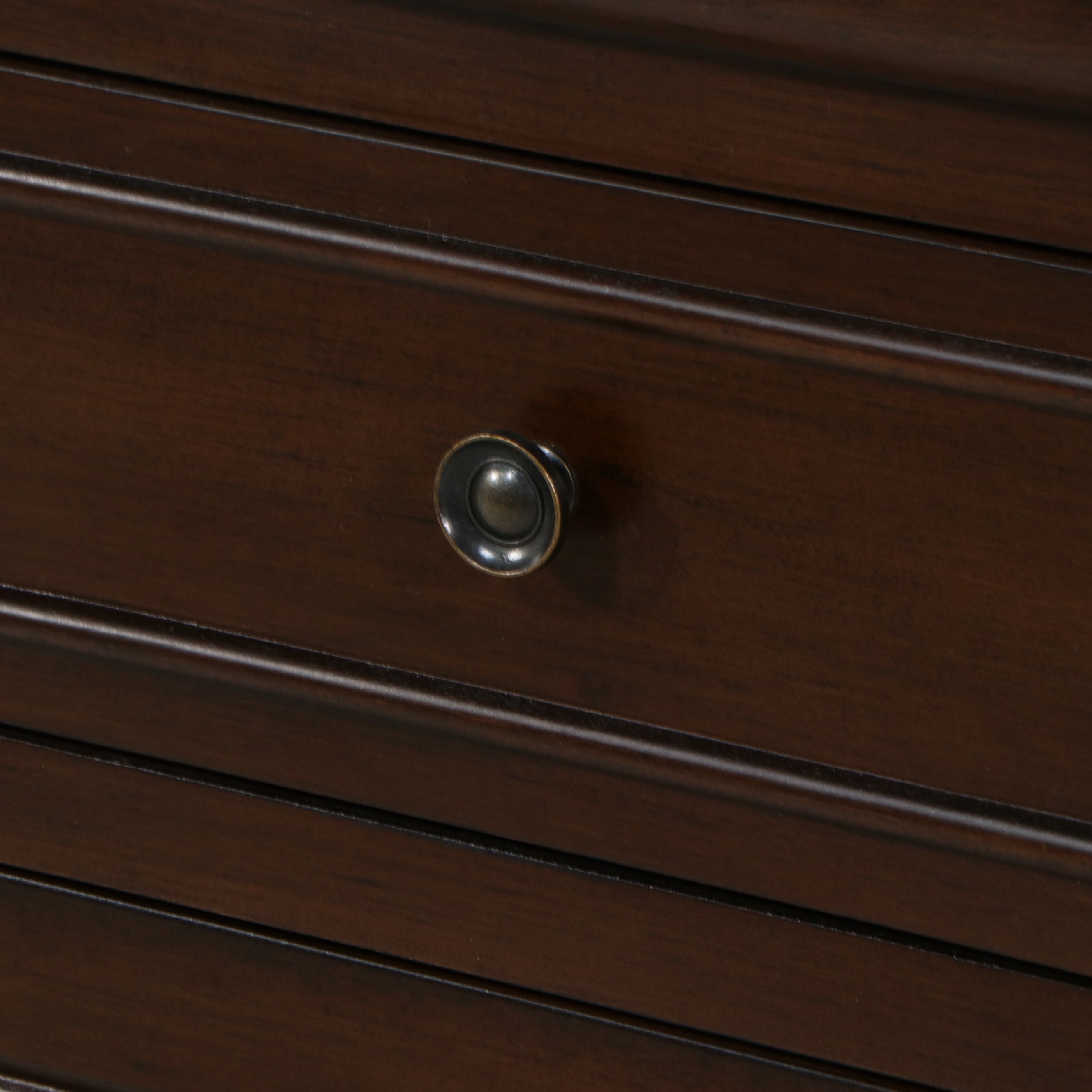 Contemporary Espresso Stained Scalloped Console Cabinet