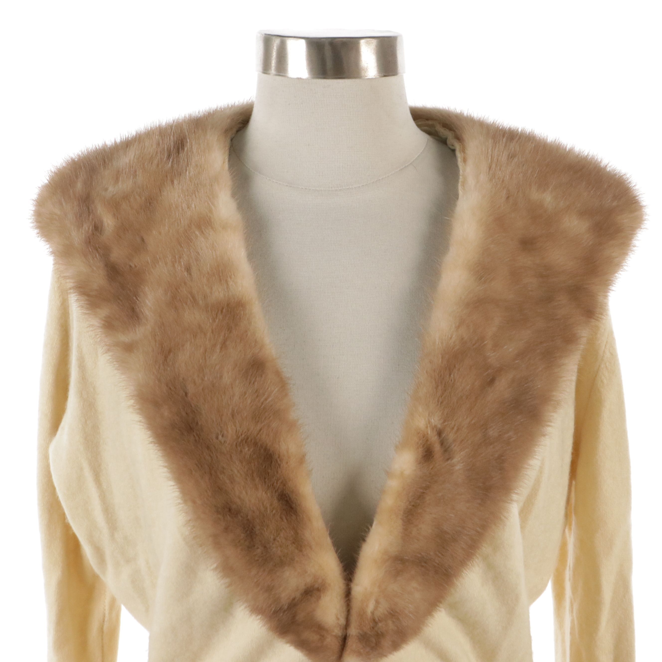 Hadley Cashmere Cardigan Sweater with Detachable Mink Fur Collar