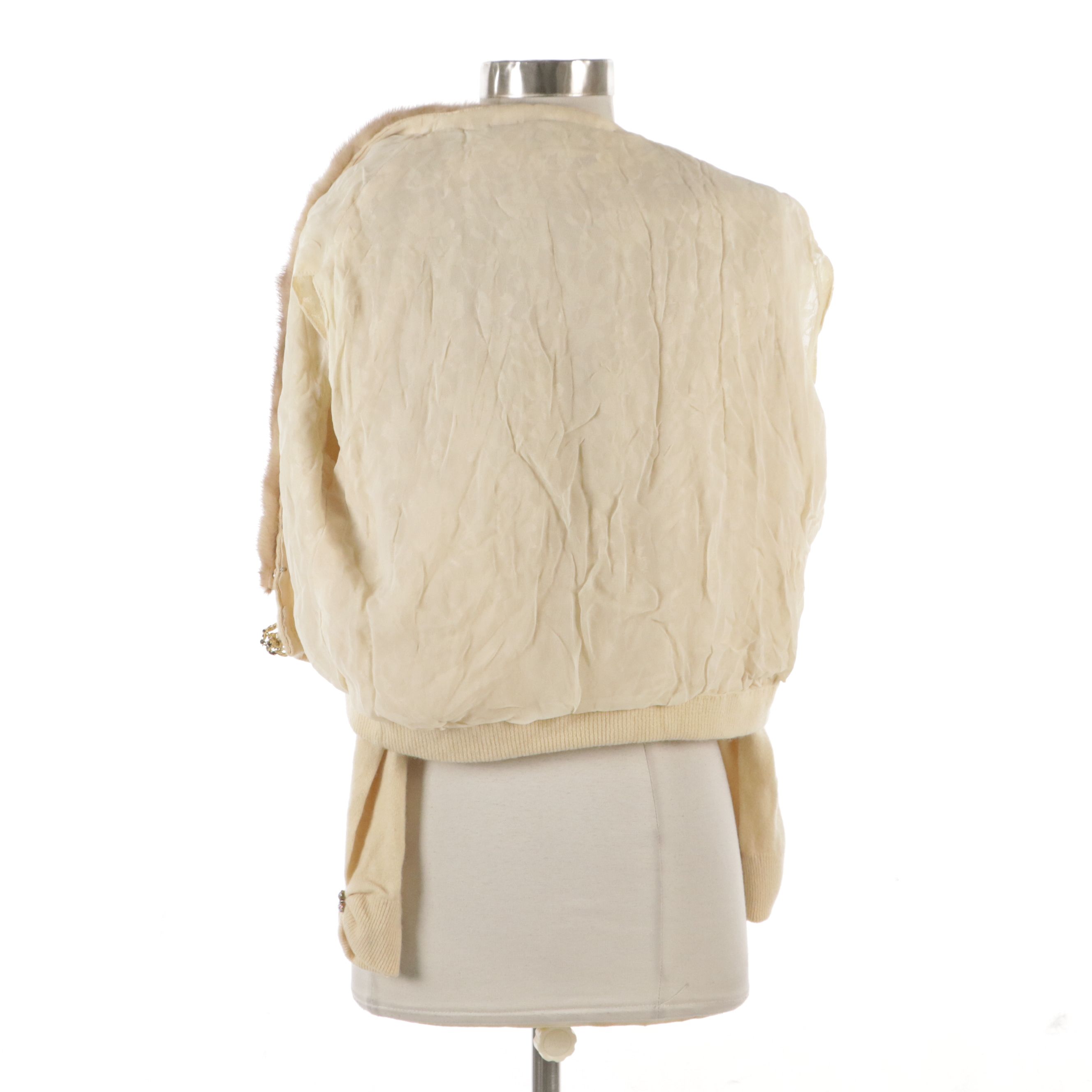 Hadley Cashmere Cardigan Sweater with Detachable Mink Fur Collar