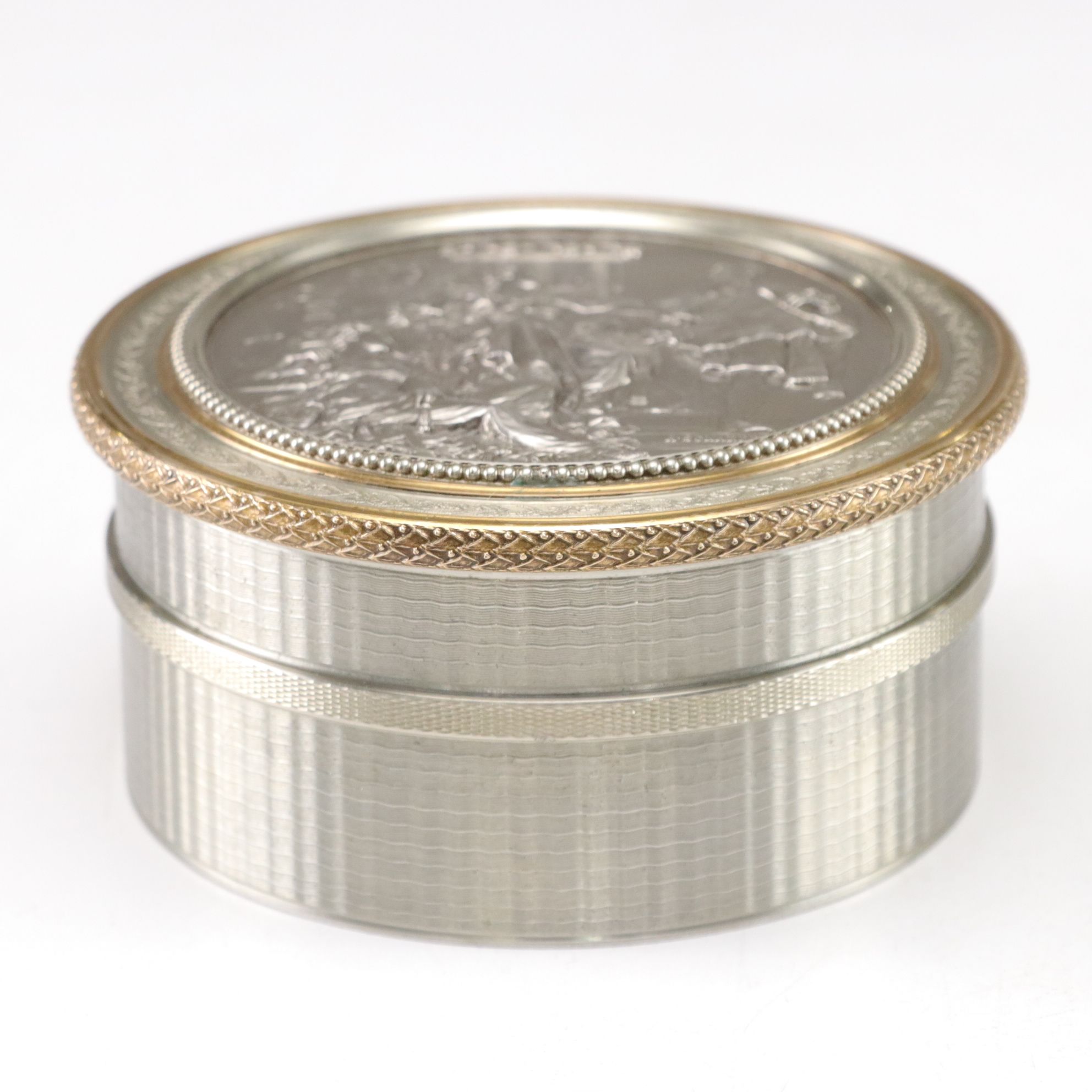 Anton Scharff Medallion Decorative Box with Flash Glass Insert