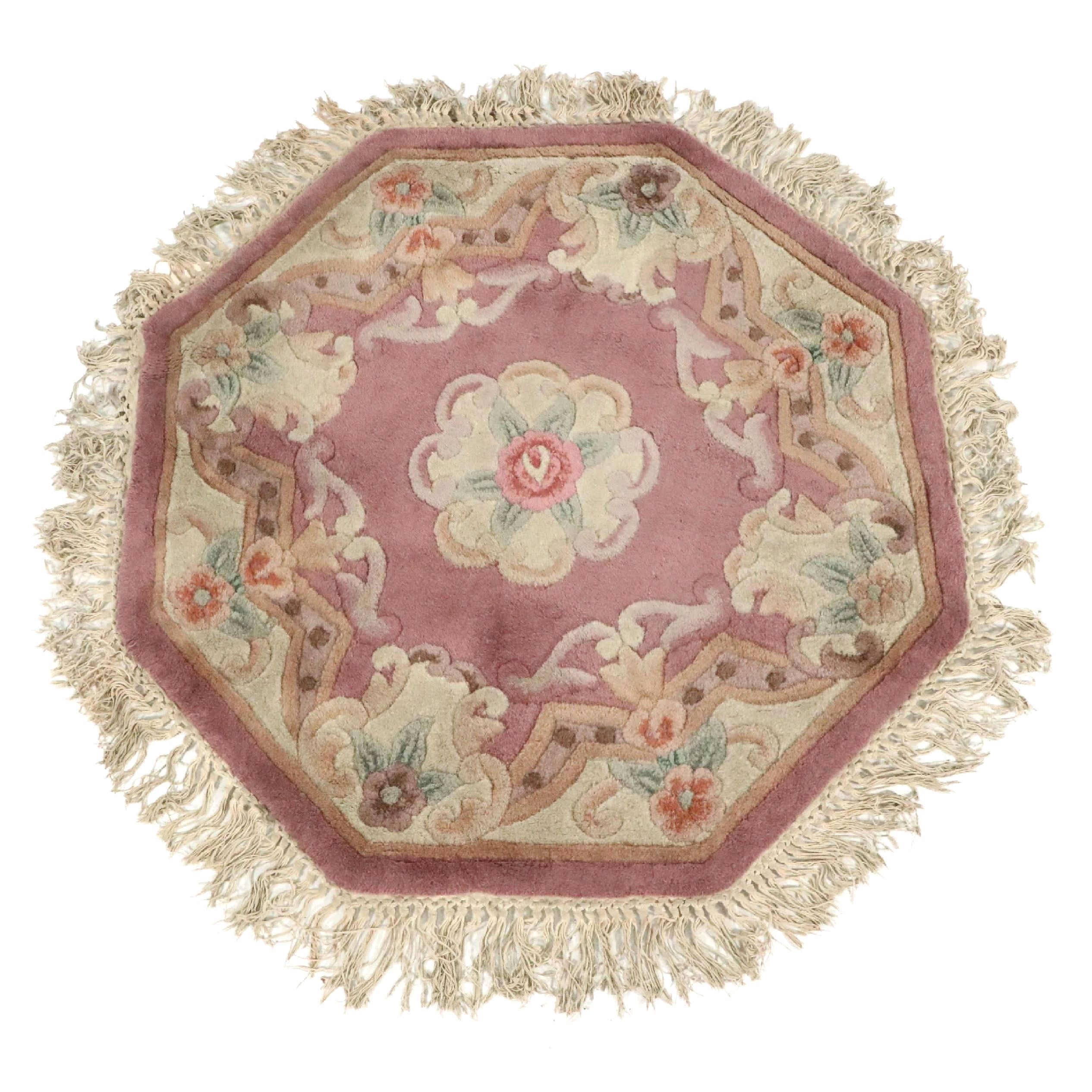 3'6 Octagonal Hand-Tufted Chinese Peking Accent Rug
