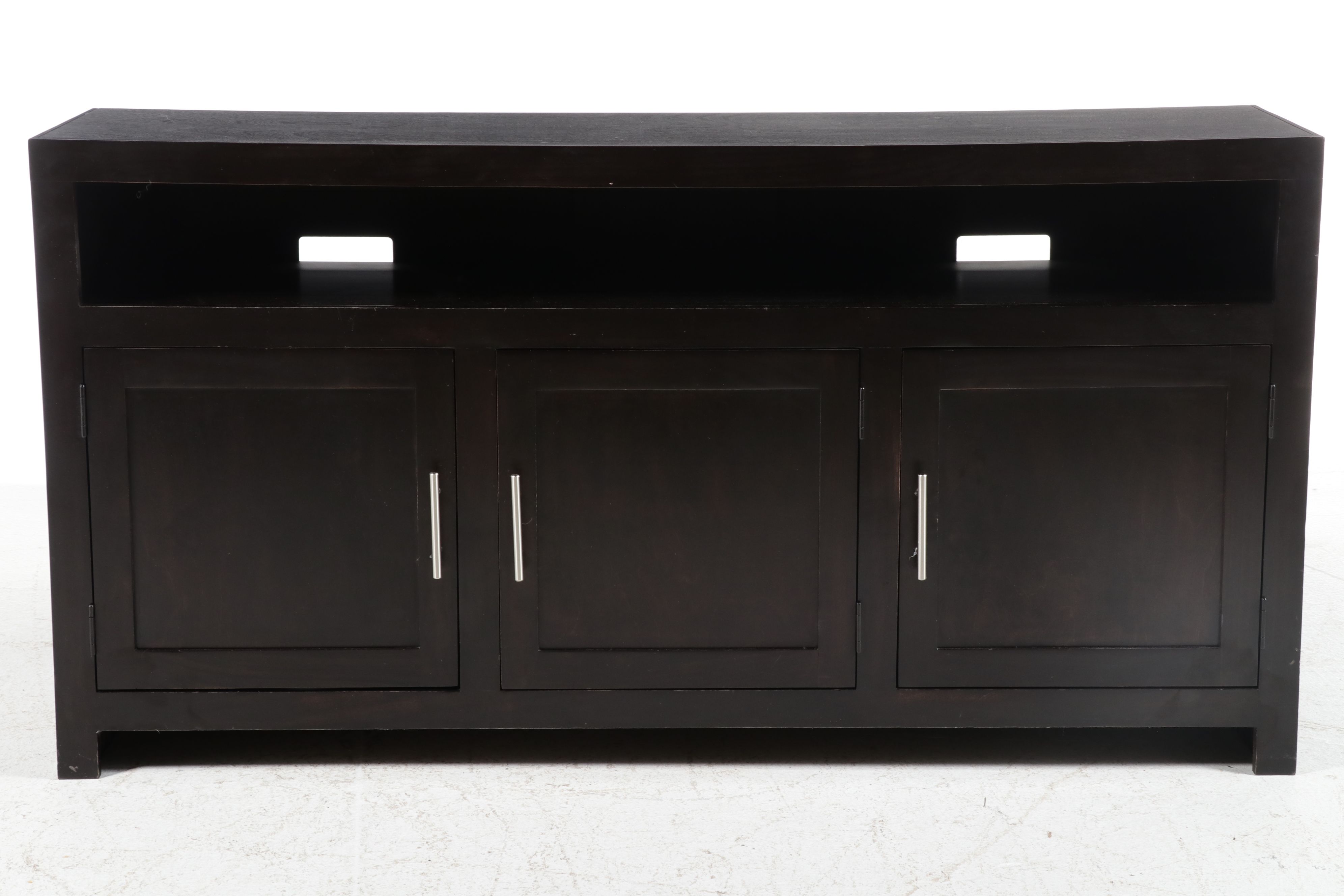 Contemporary Espresso Wood Media Console, 21st Century