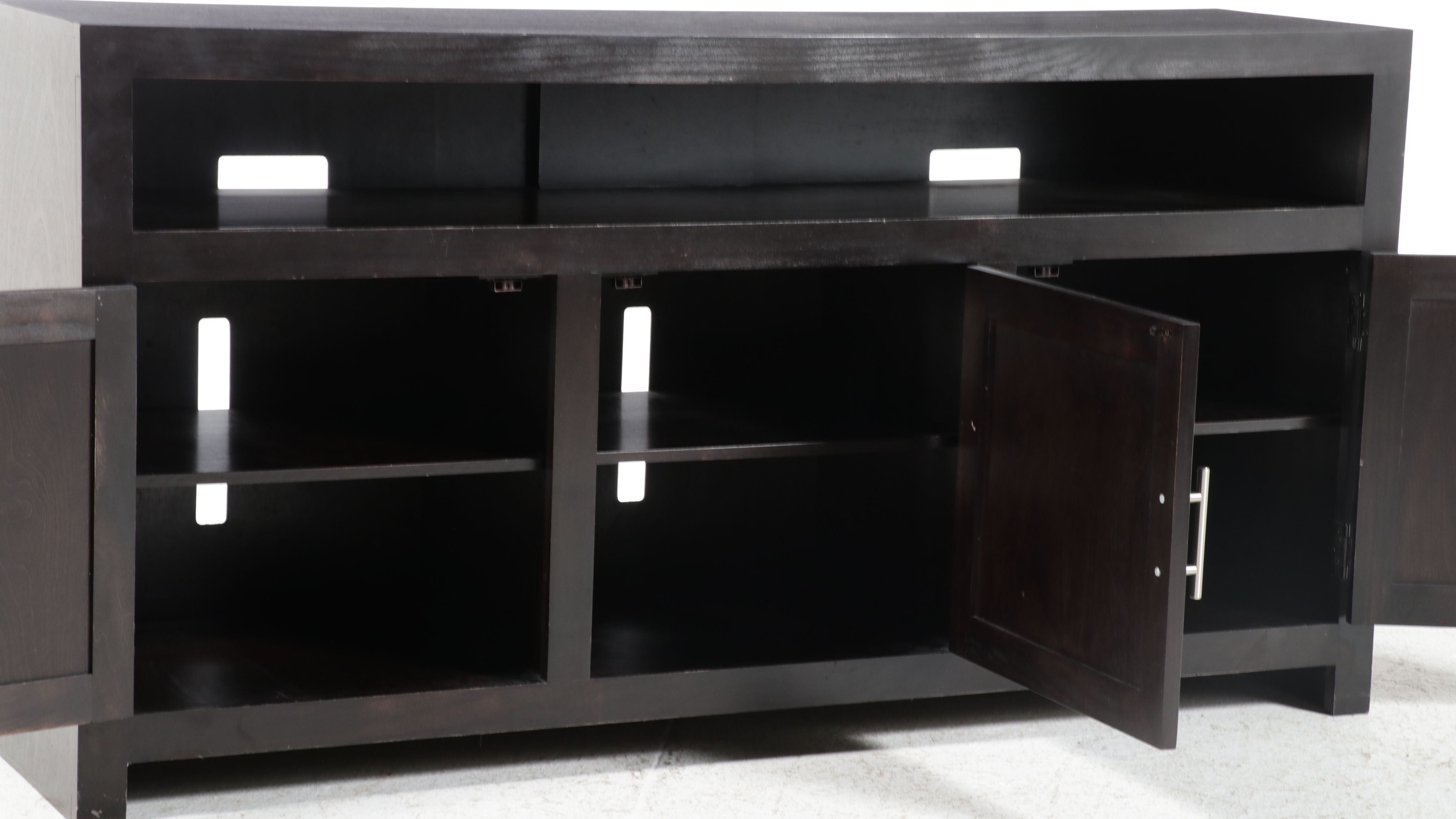 Contemporary Espresso Wood Media Console, 21st Century