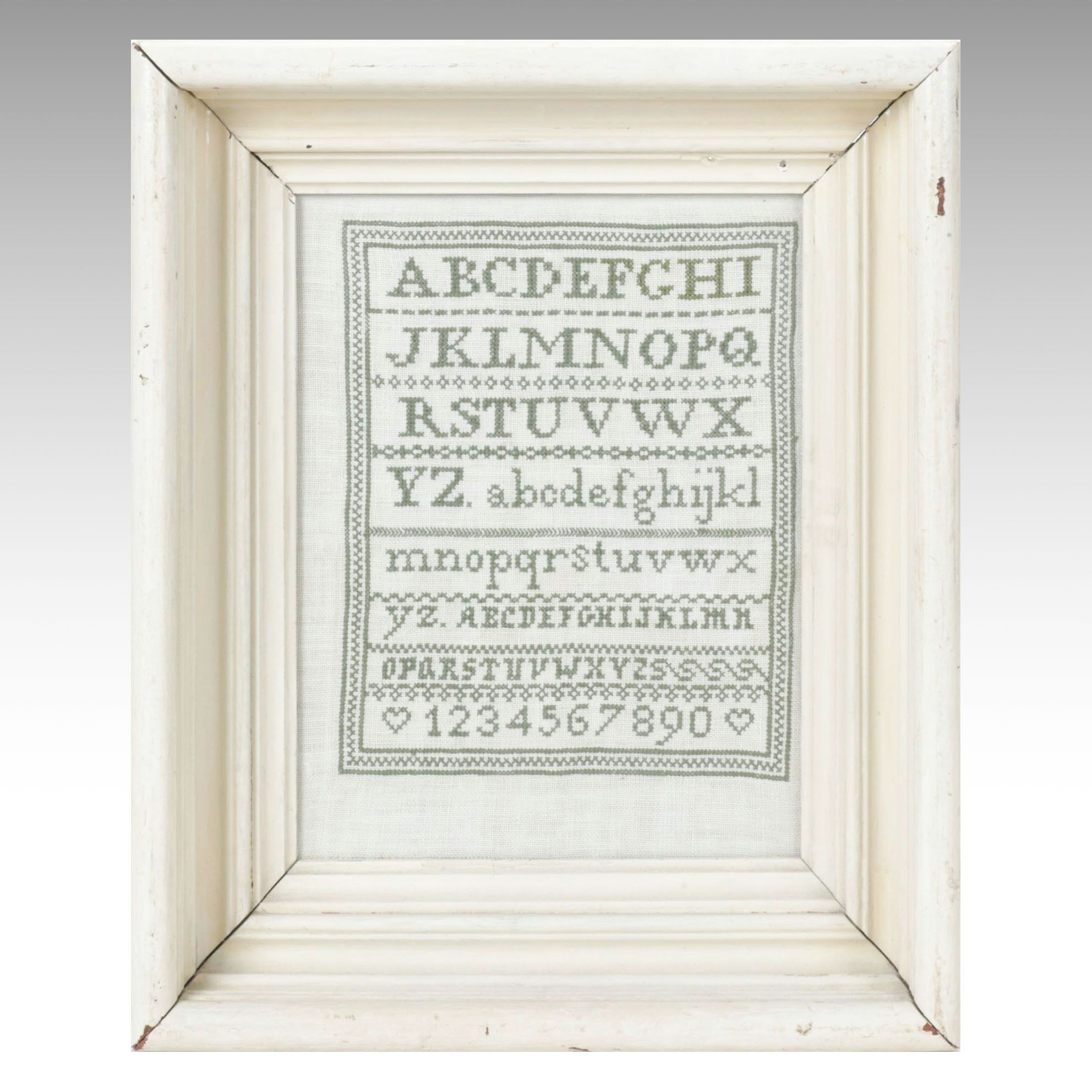 Framed Needlepoint Sampler, Early 20th Century
