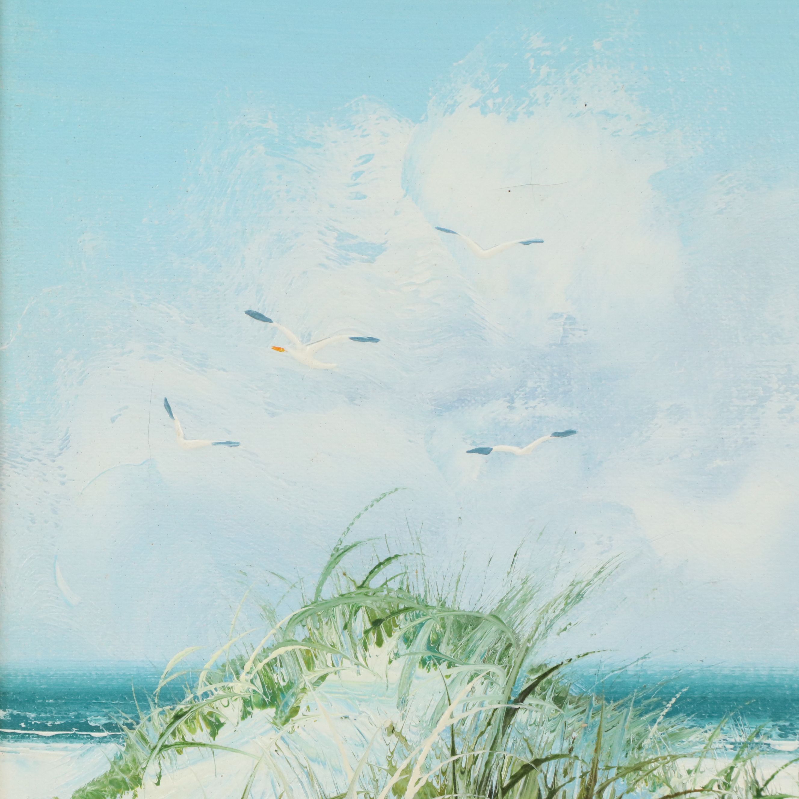 Benson Oil Painting "Secluded Seashore," Mid to Late 20th Century